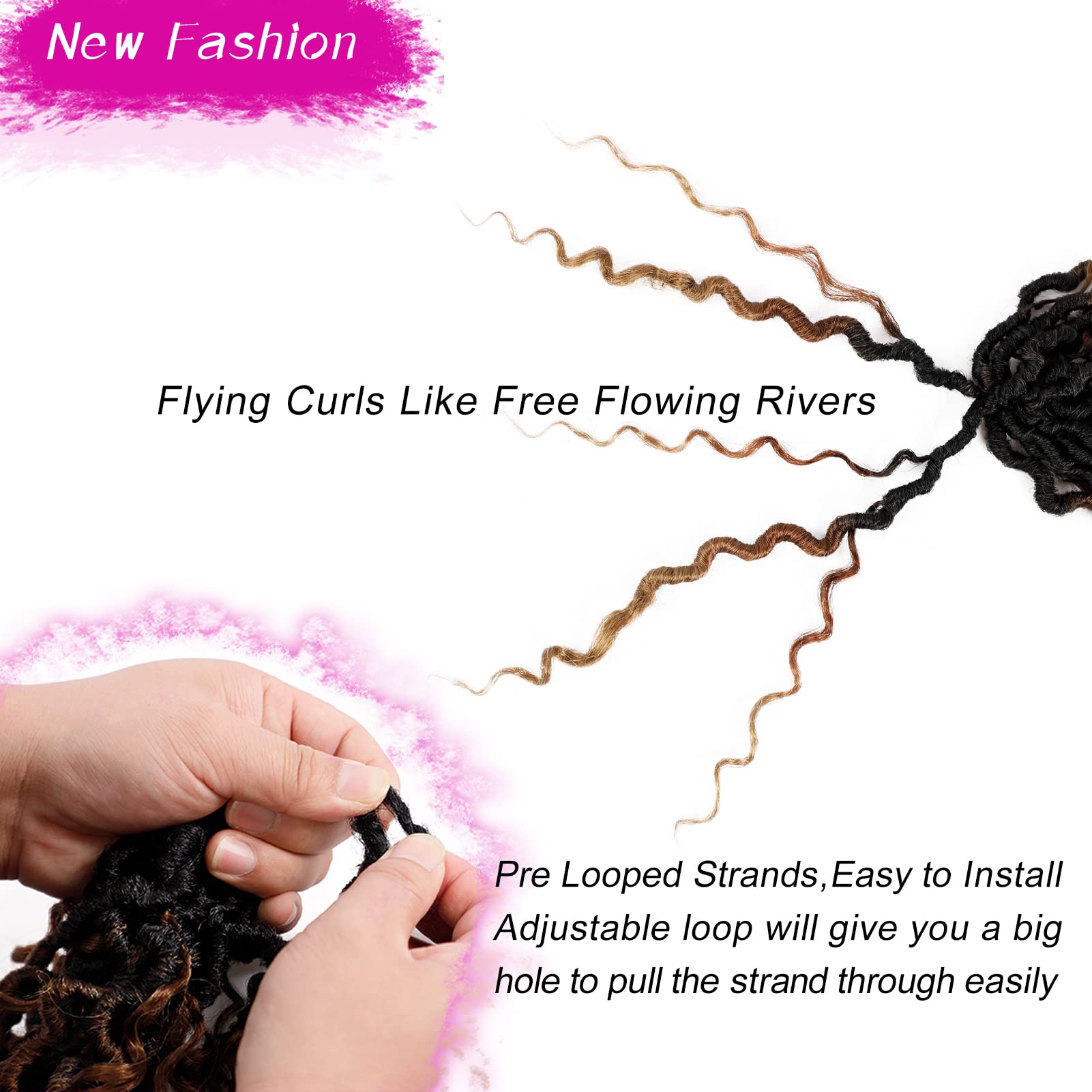 Goddess Locs Crochet Hair 12 Inch 7 Packs Ombre Brown Boho Faux Locs Crochet Hair for Black Women Pre Looped Crochet Locs with C