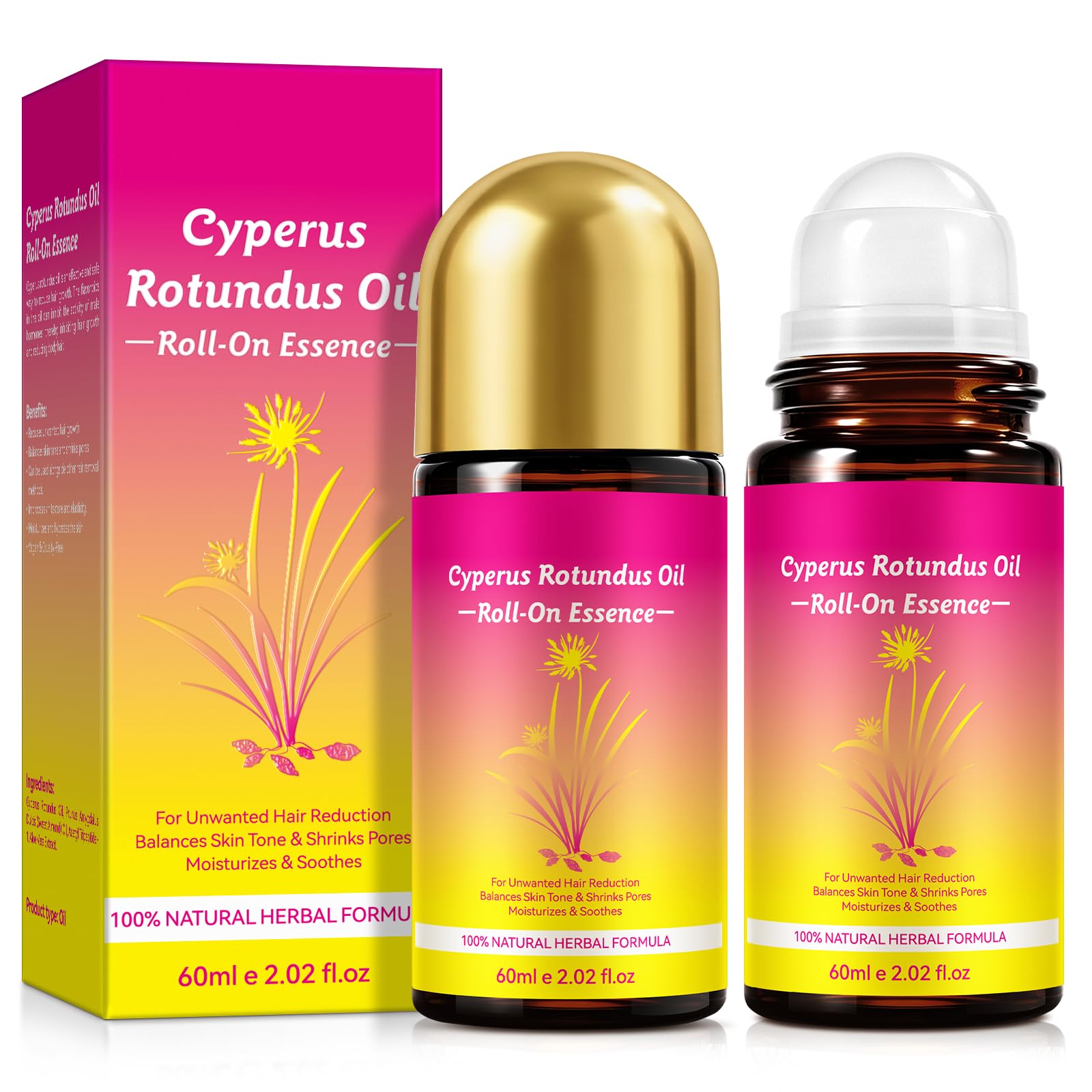 VOGSIG Cyperus Rotundus Oil, Cyperus Rotundus Oil RollOn Oil, Natural for Reducing Body Hair Growth, Shrink Pores, Reduces Unwa