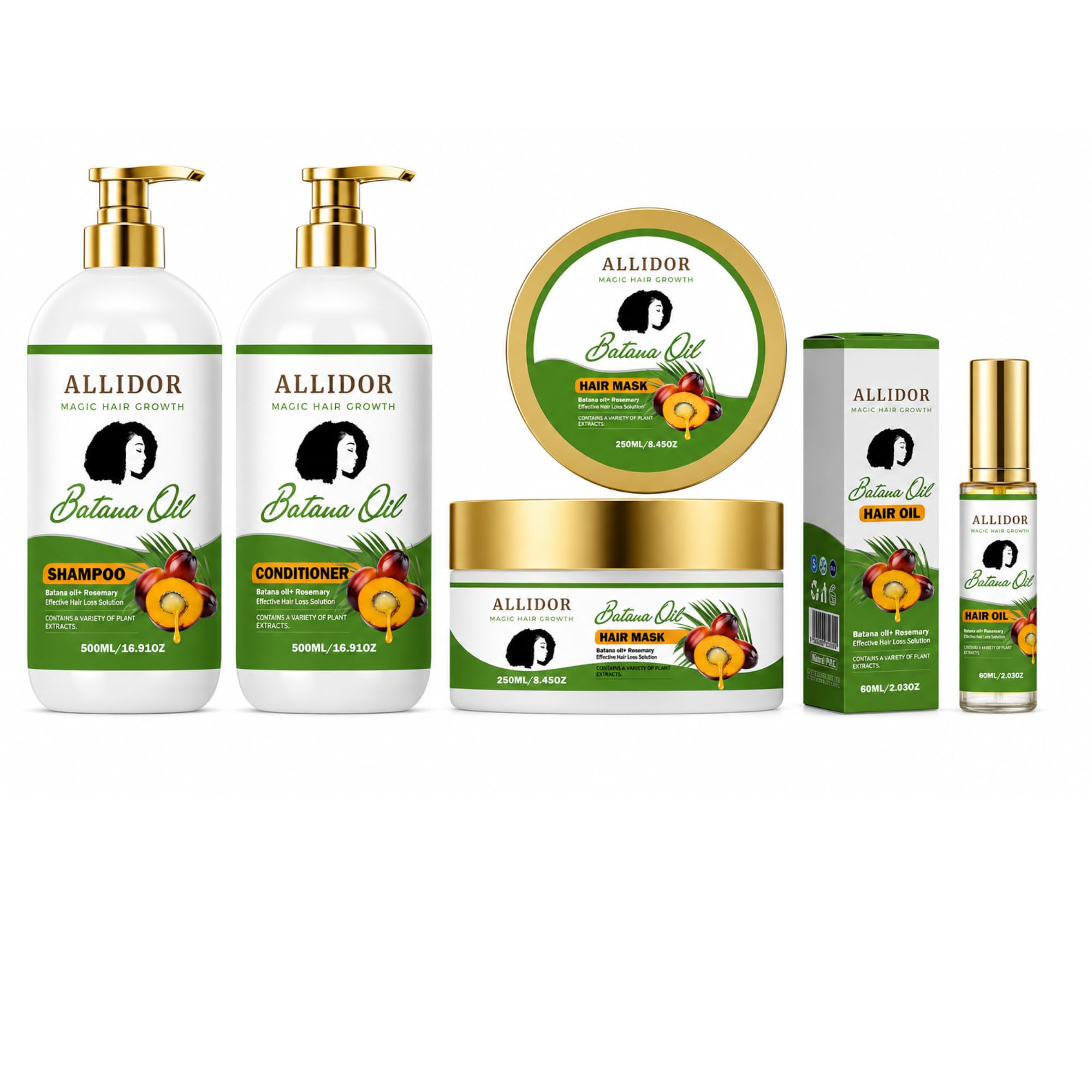 ALLIDOR MAGIC Batana Hair Care setShampoo,Conditioner,Deep Hair Mask&Batana Hair oil for Dry,Damaged&thinning Hair