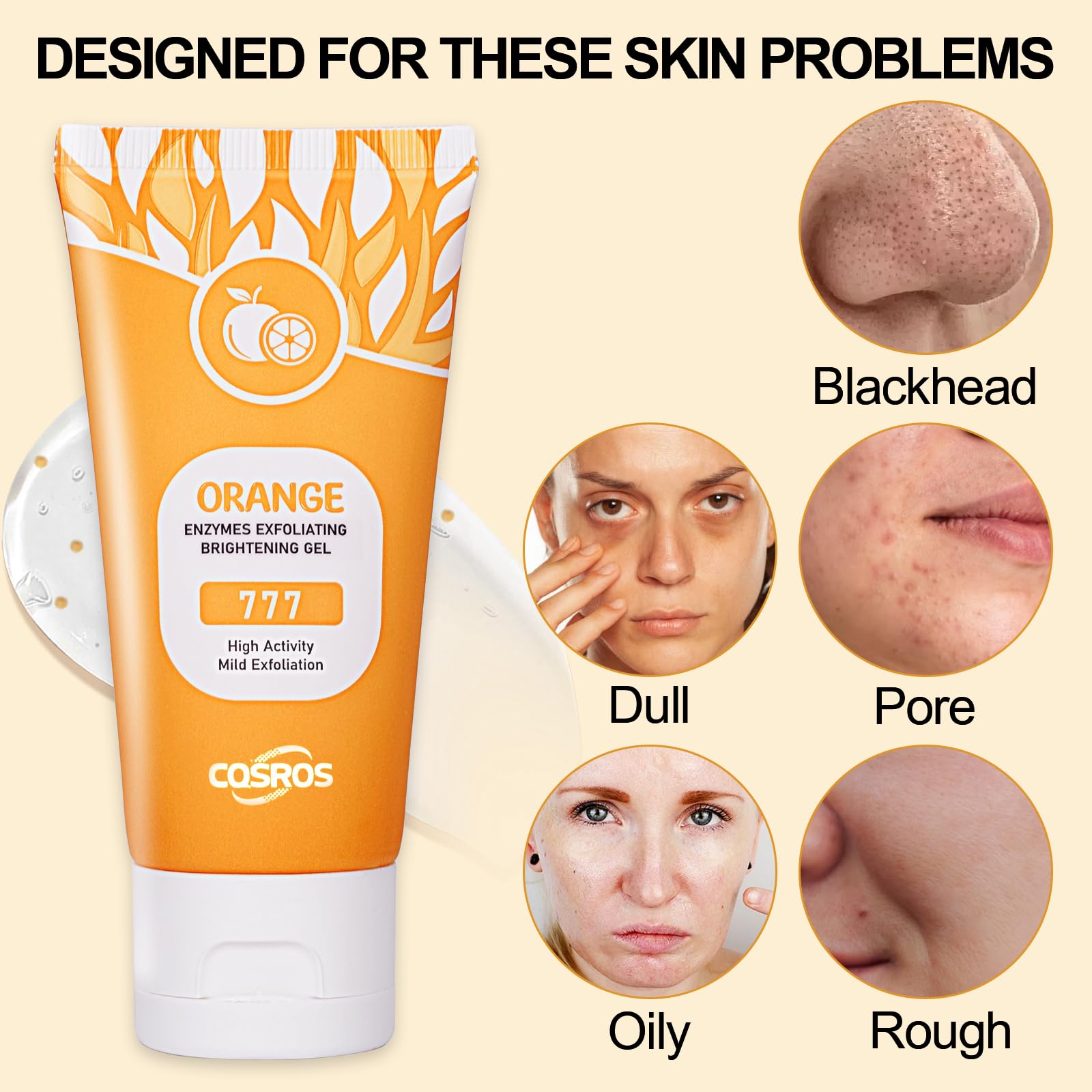 BROUYOUE Orange Exfoliating Gel Scrub for Face and Body Skin, Deep Cleansing Moisturizing Skin Orange Peeling Gel, Natural Orang