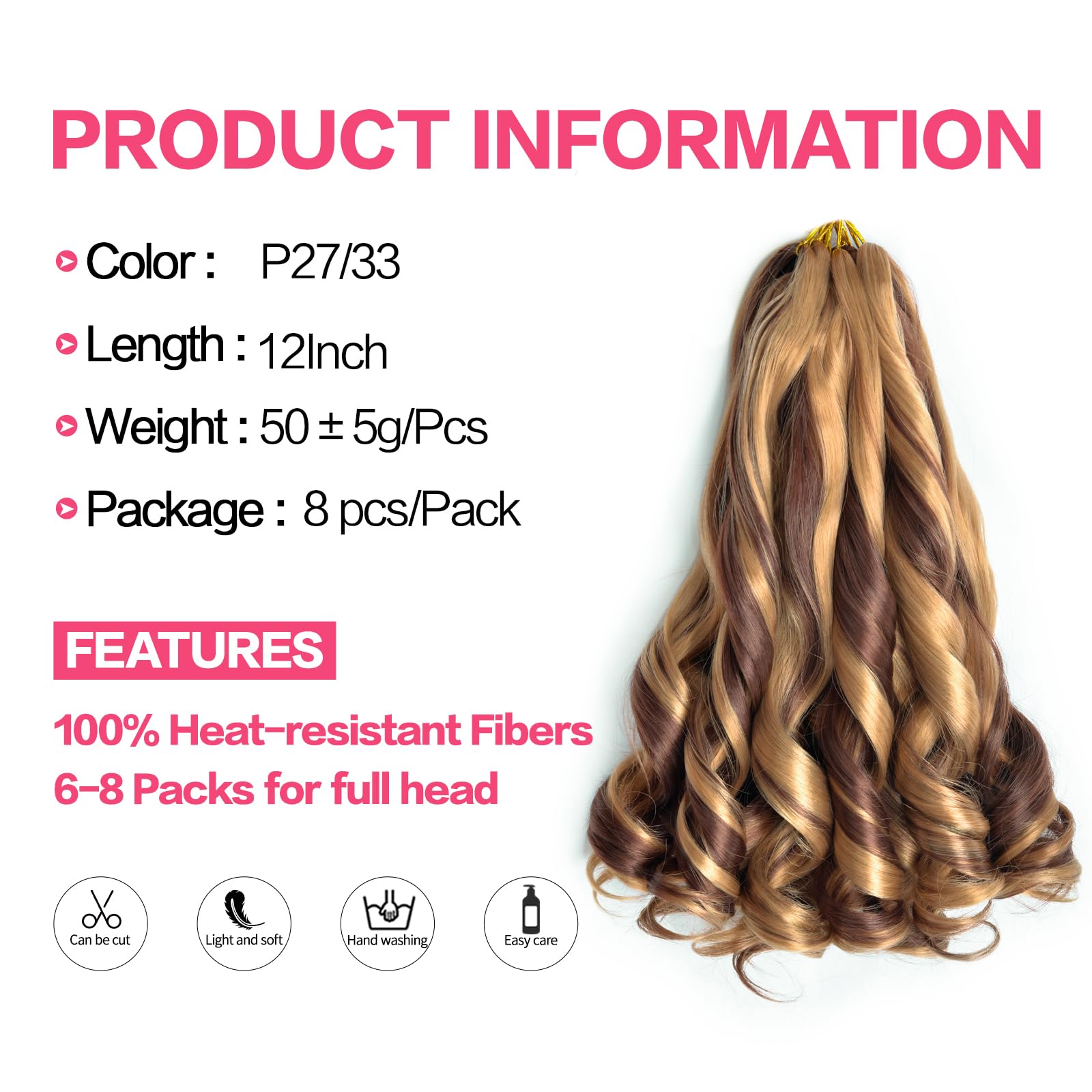 12 Inch French Curly Braiding Hair 27/33 Short French Curl Braiding Hair With Curly Ends Hair Extensions Braids Crochet Hair For