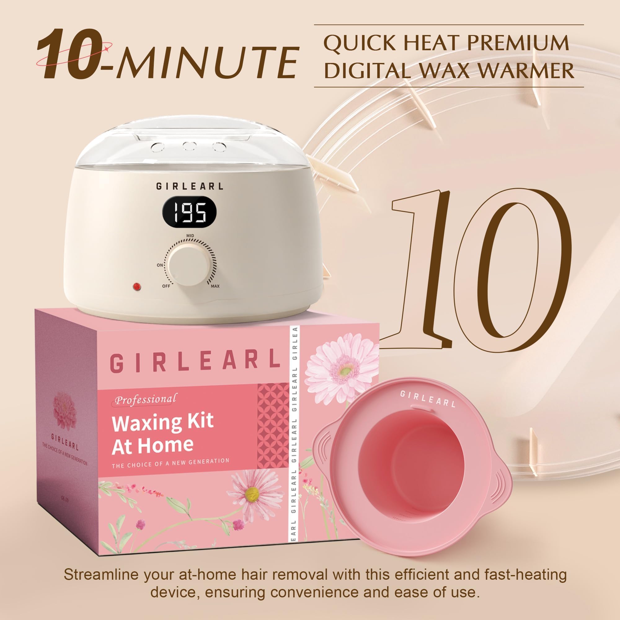 Girlearle Premium Digital Waxing Kit For Women And Men, Wax Warmer Hair Removal At Home With Wax Beads & Silicone Pot, Target Di