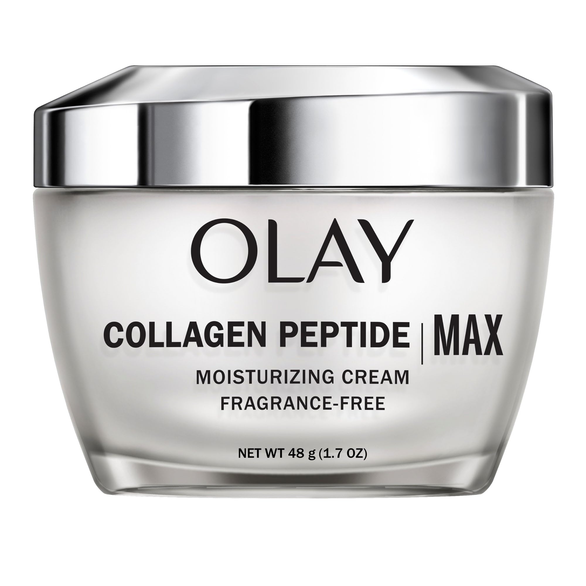 Olay Collagen Peptide MAX Face Moisturizer, Firm - Plump - Hydrate, Fragrance Free Cream with Vitamin B3, 1.7 oz