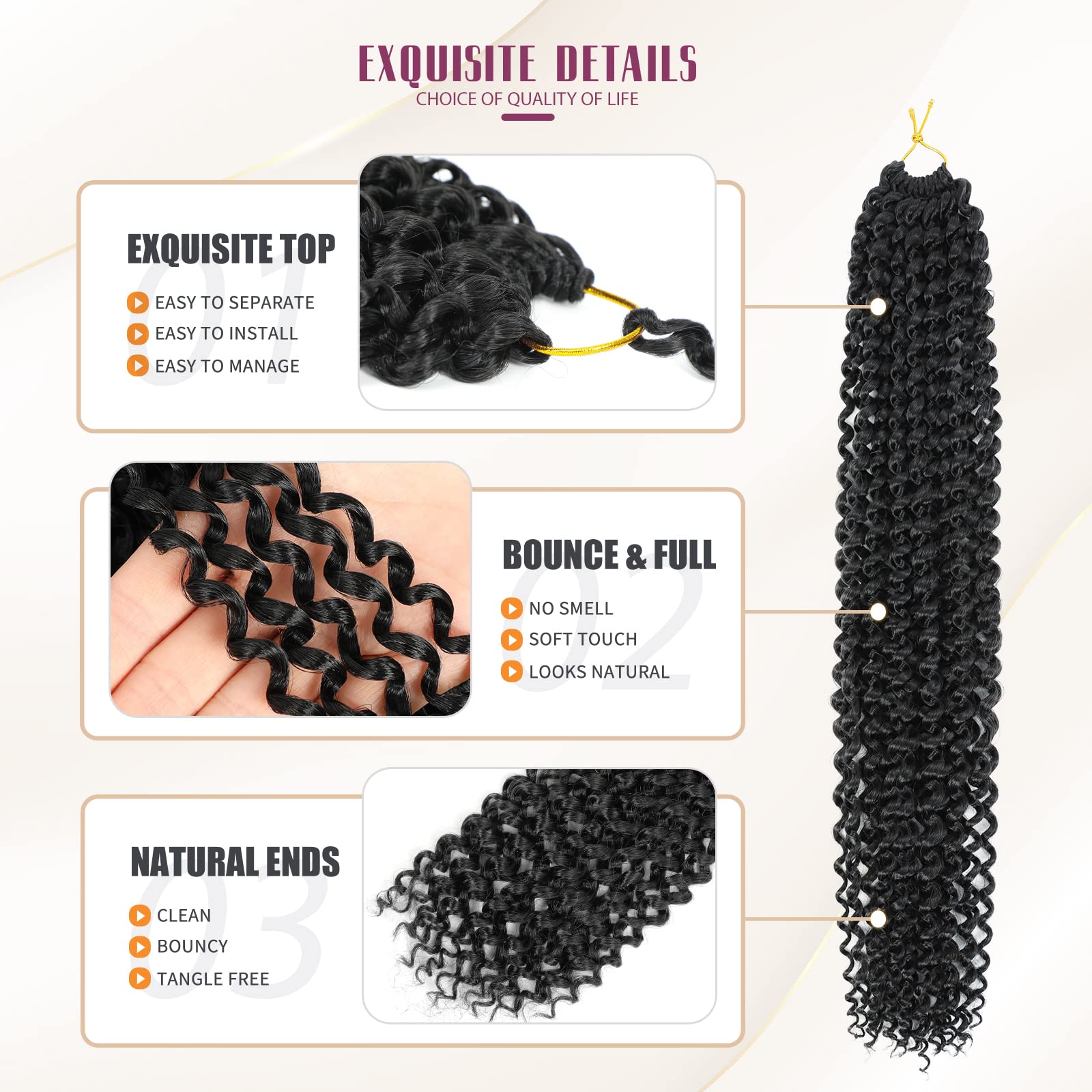 Dansama 7 Packs Passion Twist Hair Water Wave Braiding Hair For Butterfly Style Crochet Braids Bohemian Hair Extensions (22Inch