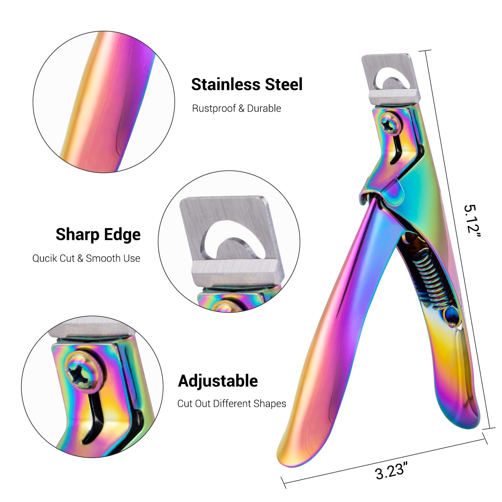 Melodysusie Acrylic Nail Clippers With 15Pcs Magnet Sizers, Professional Nail Clippers Cutters For Long Acrylic Gel Nails Tips,