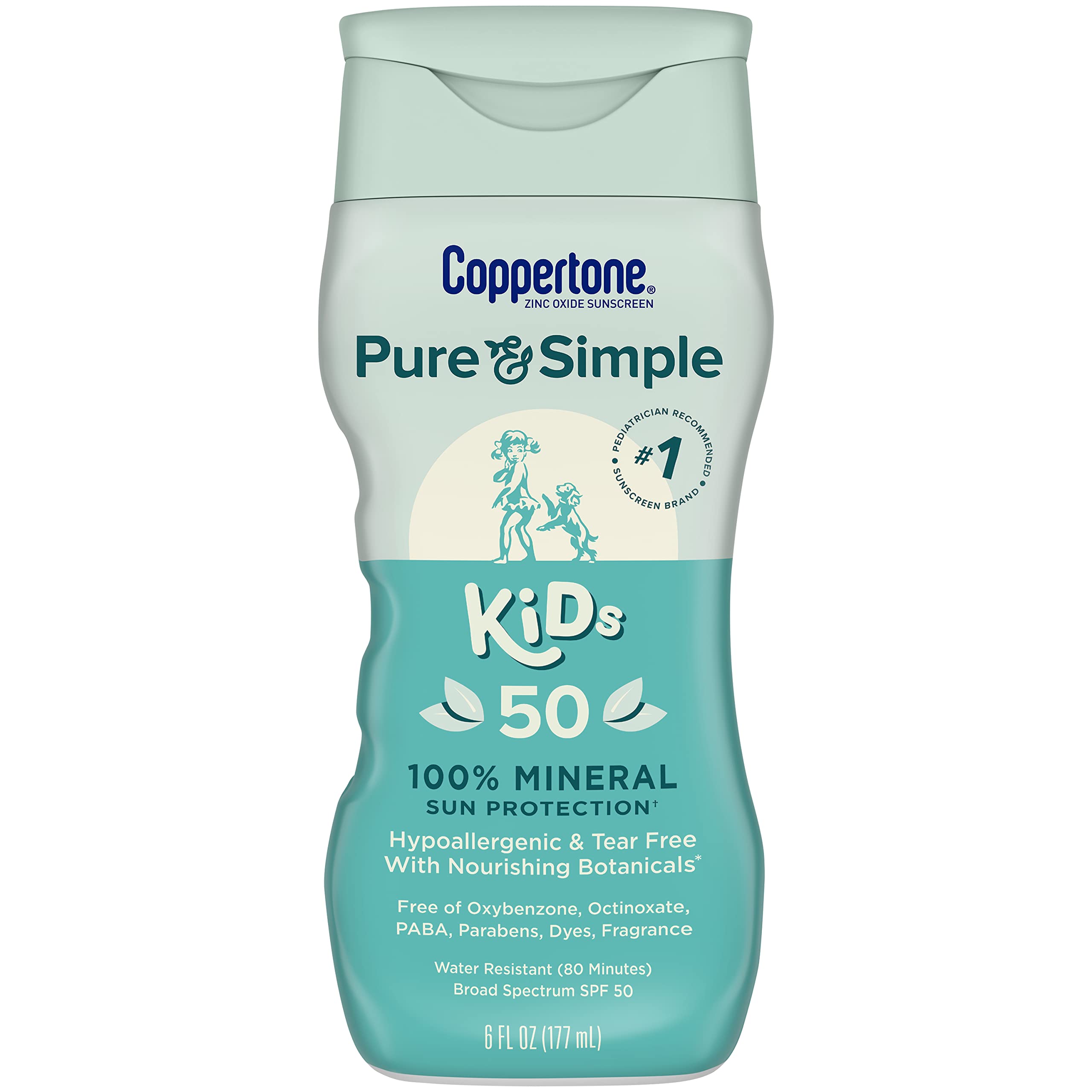 Coppertone Pure And Simple Sunscreen Lotion, Zinc Oxide Mineral Sunscreen For Kids, Tear Free, Broad Spectrum Spf 50 Sunscreen,