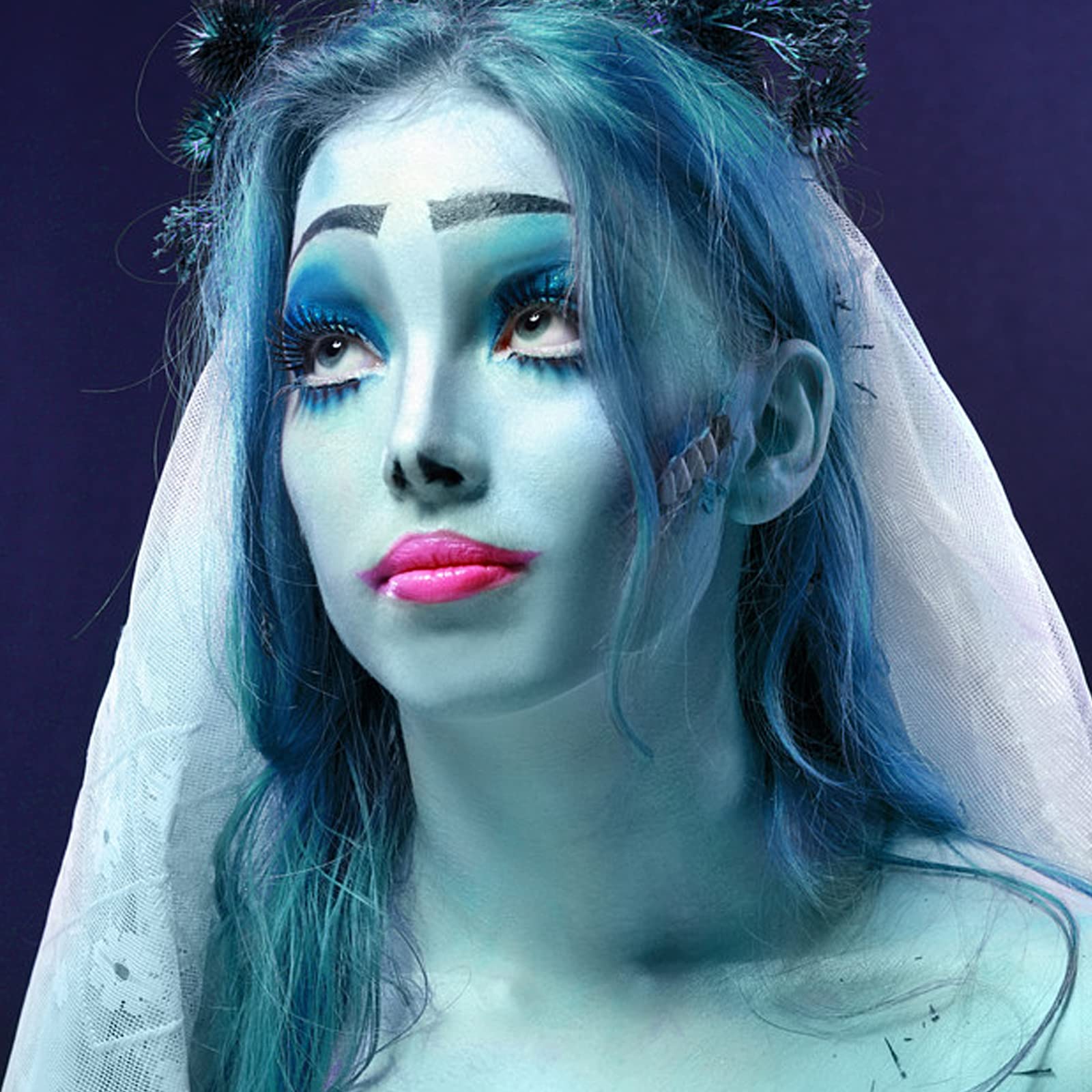 Meicoly 2Pcs Blue Eyeshadow Stick,Blue Eyeshadow For Halloween Corpse Bride Avatar Sally Makeup,Metallic Shimmer Crayon,Waterpro