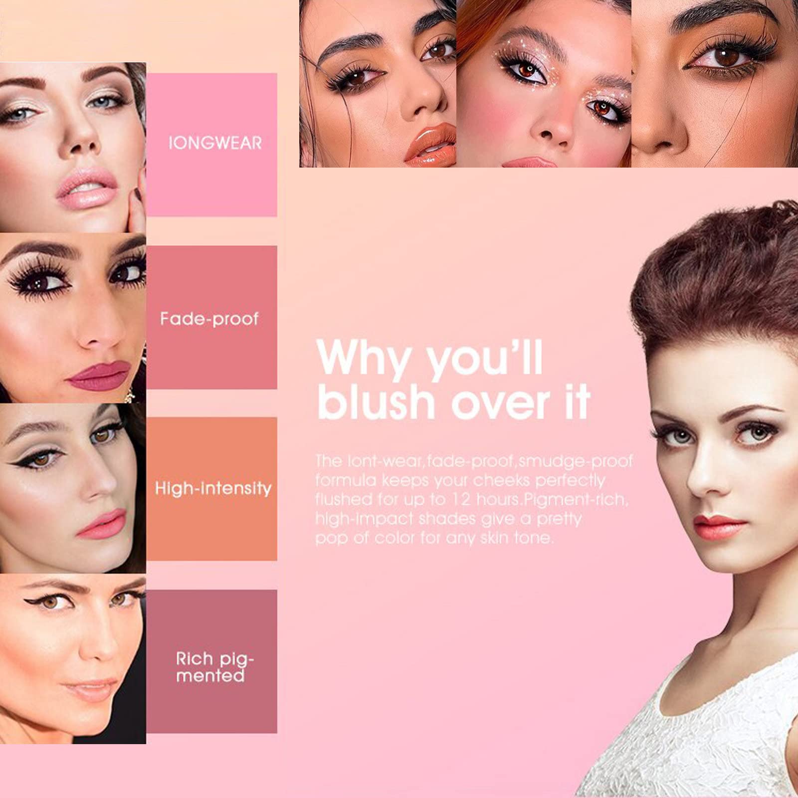 SURORAIN 12 Colors Blush Palette - Long-Wearing, Smudge Proof, Matte Finish, 4.3 oz, Cruelty-Free Face Makeup