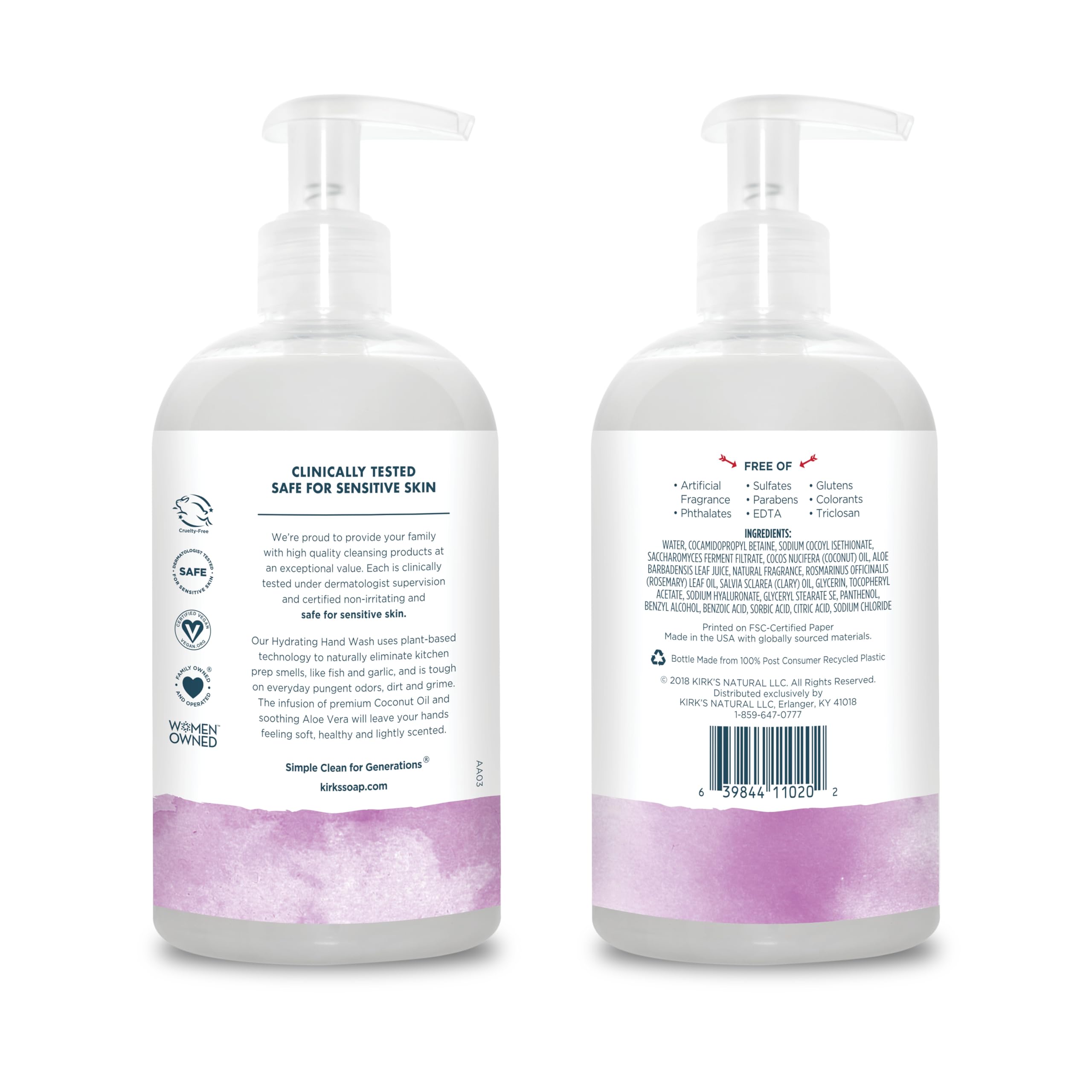 Kirks Odor-Neutralizing Natural Hand Soap Castile Liquid Soap Pump Bottle  Moisturizing & Hydrating Kitchen Hand Wash  Rosemary