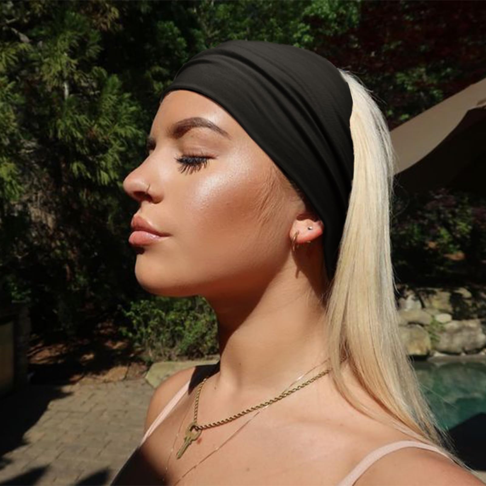 Dreshow Extra Wide Headbands For Women Cotton Turban Knotted Bandana Head Bands Non Slip Boho Hair Accessories For Sports & Yoga