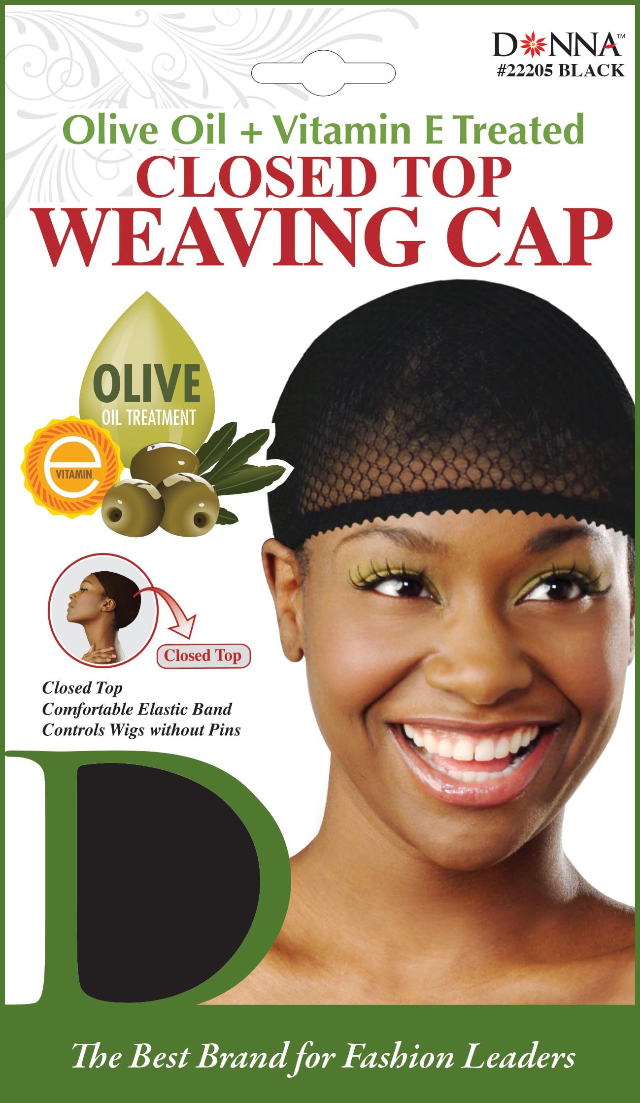 Donna Olive + Vitamin E Treatment Wig Cap - Closed Top Weaving Cap for Hair Care, Hair Accessories, and Hair Bonnet for Sleeping