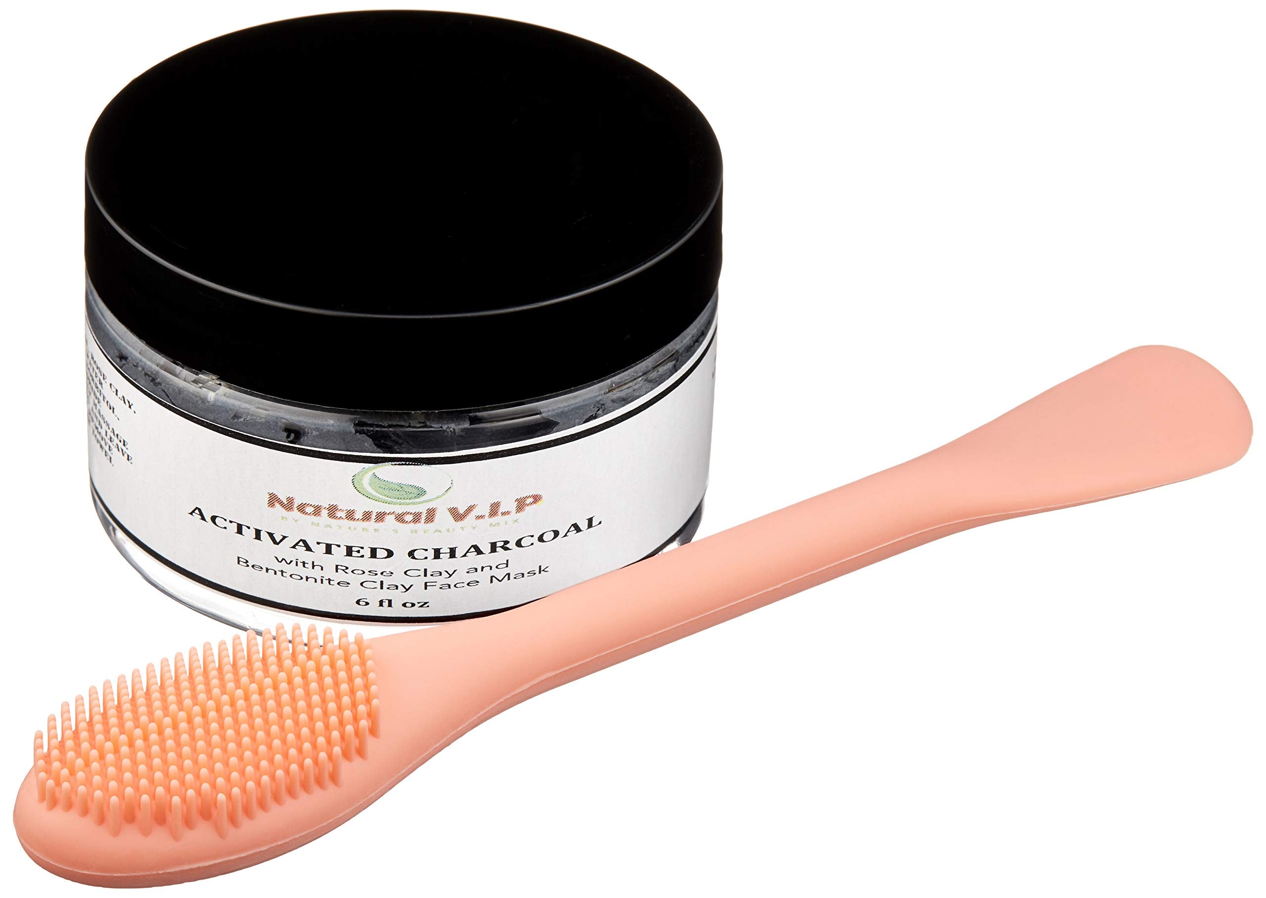 Natural V.I.P. Activated Charcoal Face Mask with Bentonite and Rose Clay and Tea Tree oil for Blackheads and Acne. Clears Comple