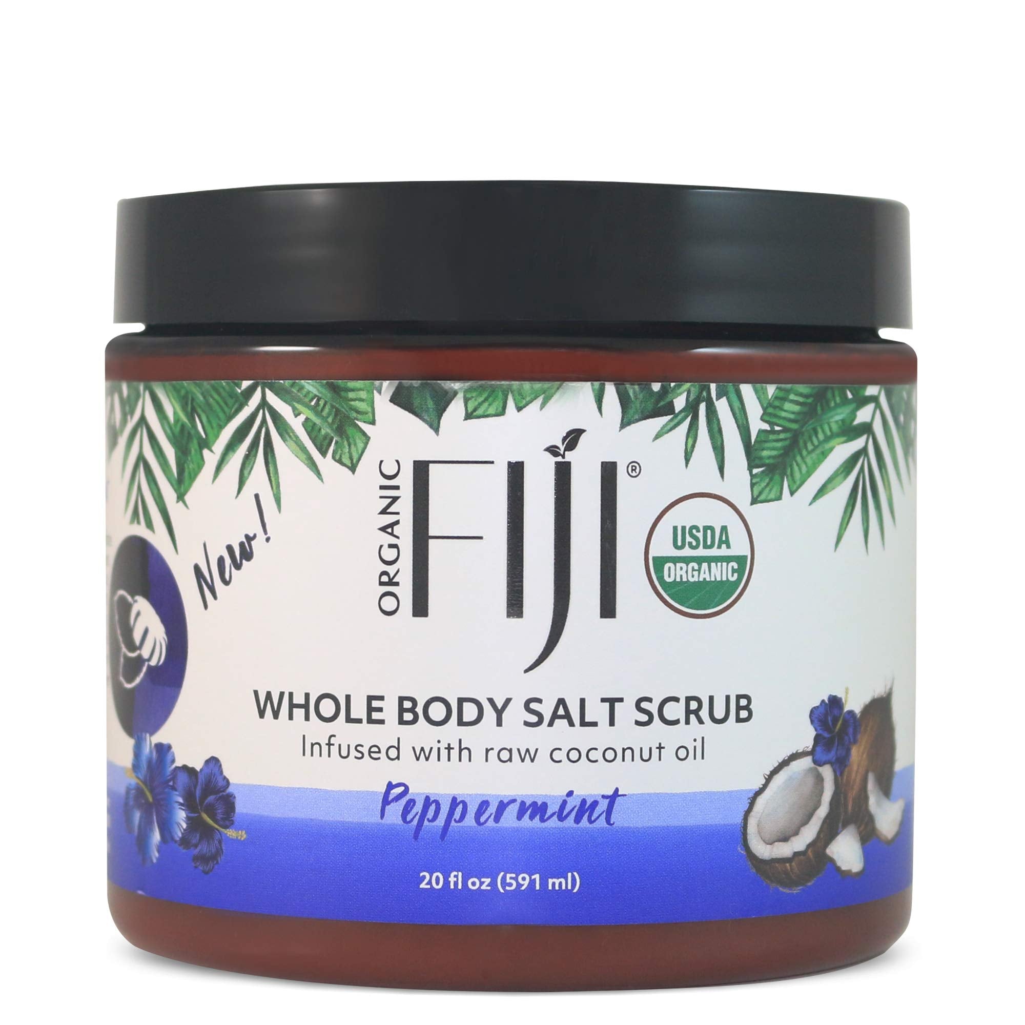 Organic Fiji Whole Body Scrub - Infused with Coconut Oil, Exfoliating Sea salt Scrub for Smooth and Soft Skin, Exfoliates & Rest