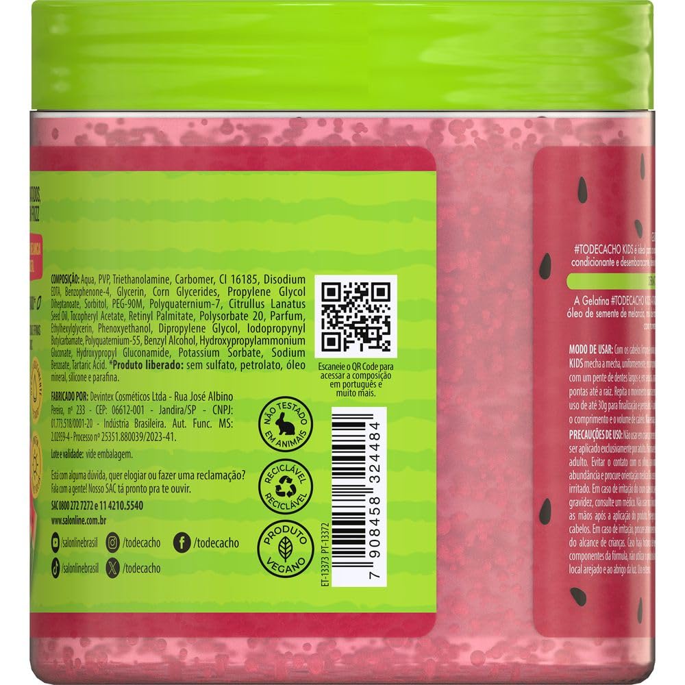 Salon Line - Linha #ToDeCacho (Kids) - Gelatina Ativadora Melancia 550 Gr - (#IGotCurls (Kids) - Watermelon Activating Gelatin N