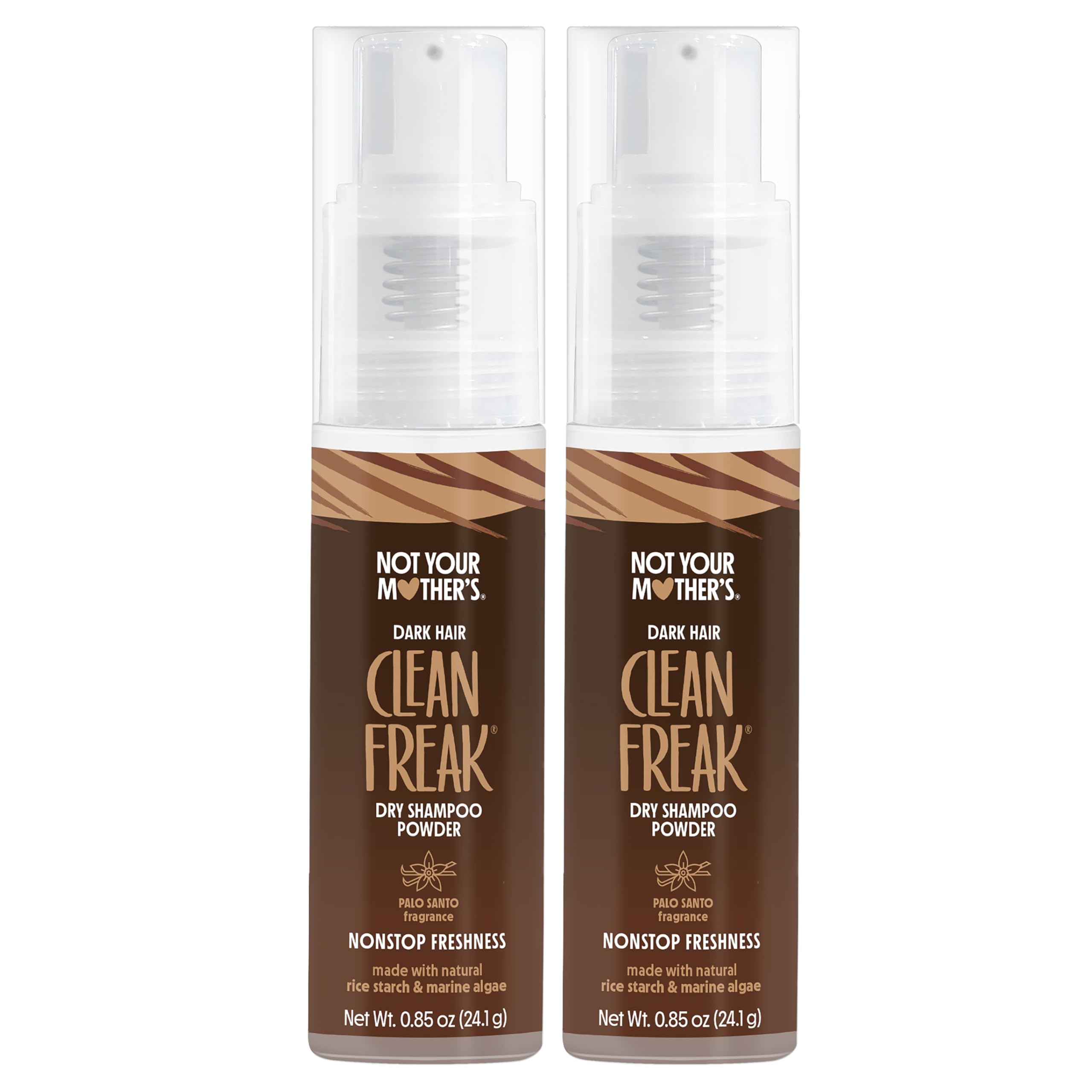 Not Your Mother's Clean Freak Dark Hair Dry Shampoo Powder (2-Pack) - .85 oz Each - Non-Aerosol Powder Absorbs Oil and Refreshes
