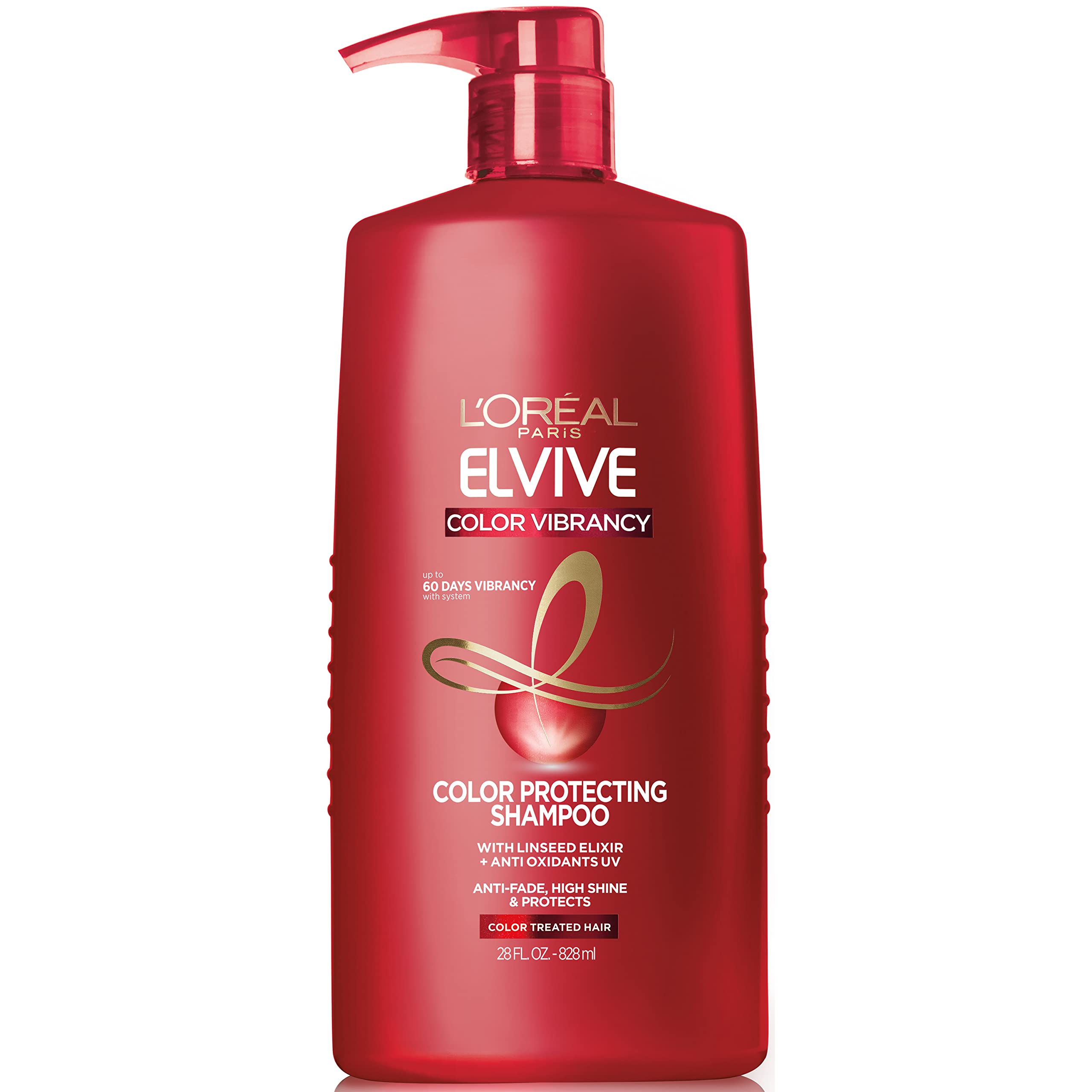 L'Oreal Paris Elvive Color Vibrancy Protecting Shampoo, for Color Treated Hair, Shampoo with Linseed Elixir and Anti-Oxidants, f