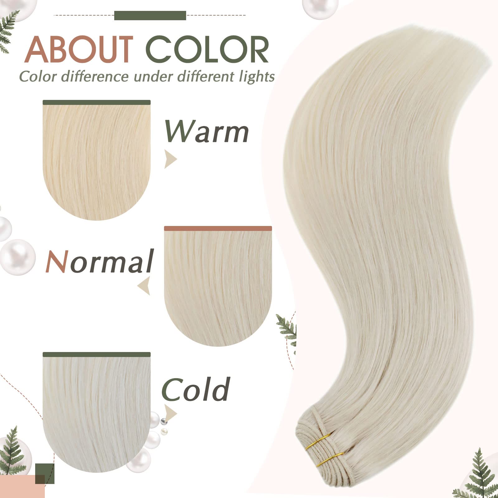 RUNATURE Blonde Hair Weft Extensions Long Weft Hair Extensions Human Hair Full Ends Straight Sew in Weft Human Hair Extensions S