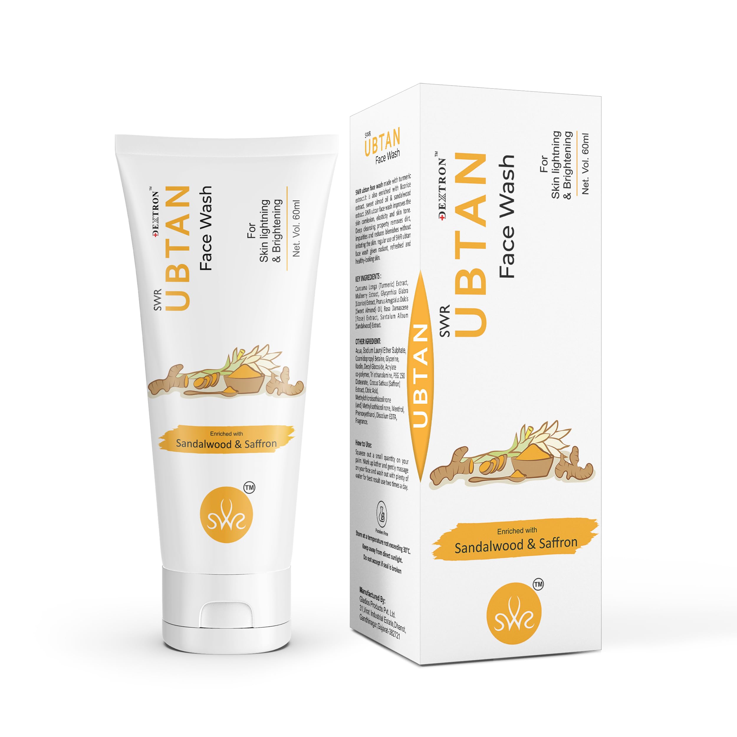 Dextron Ubtan Face Wash Deep Cleanse, Tan Removal & Natural Glow (60 Ml)