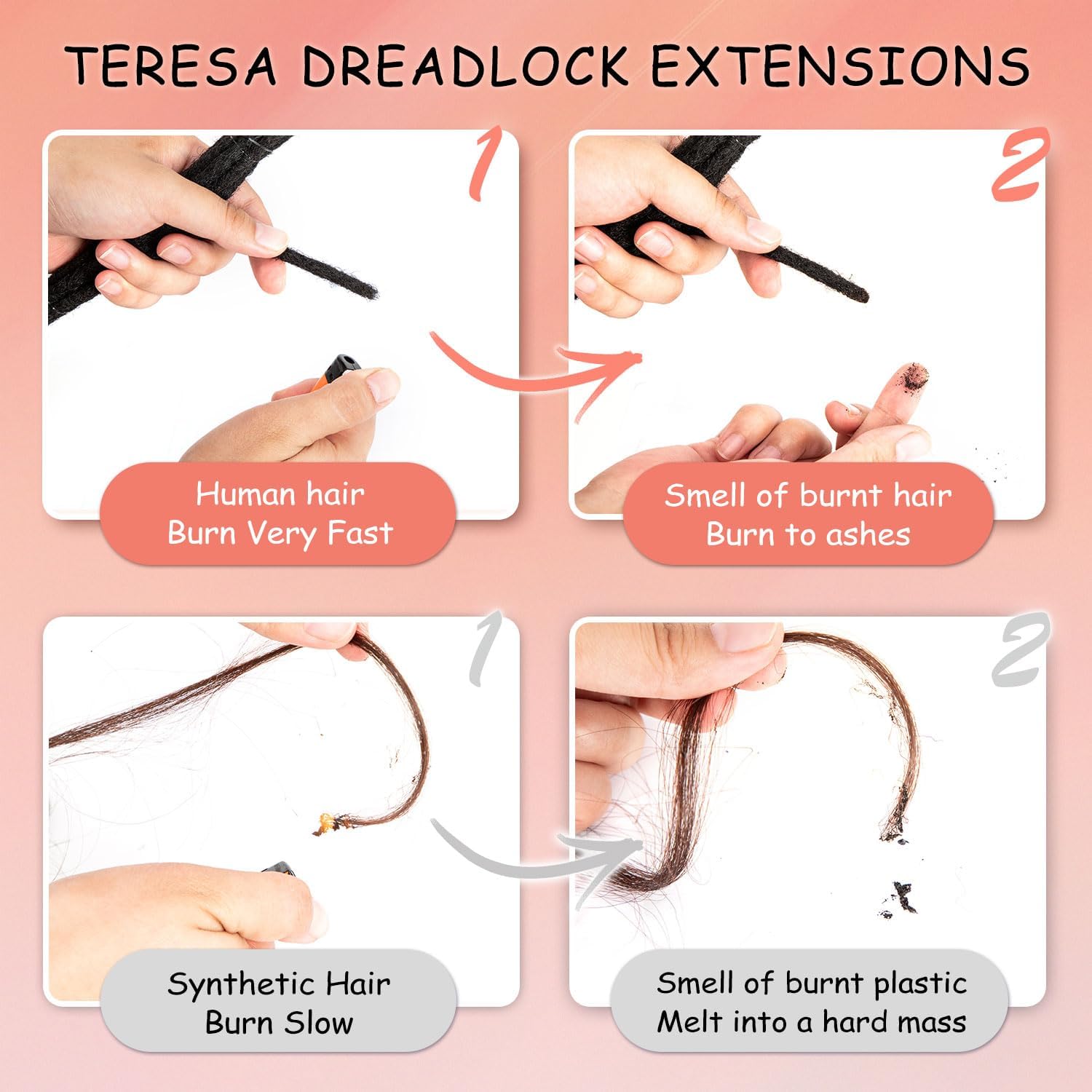 Teresa 10 Inch 0.2Cm Width Loc Extension Human Hair Natural Black 70 Strands Full Hand-Made Permanent Locs Extensions Can Be Dye