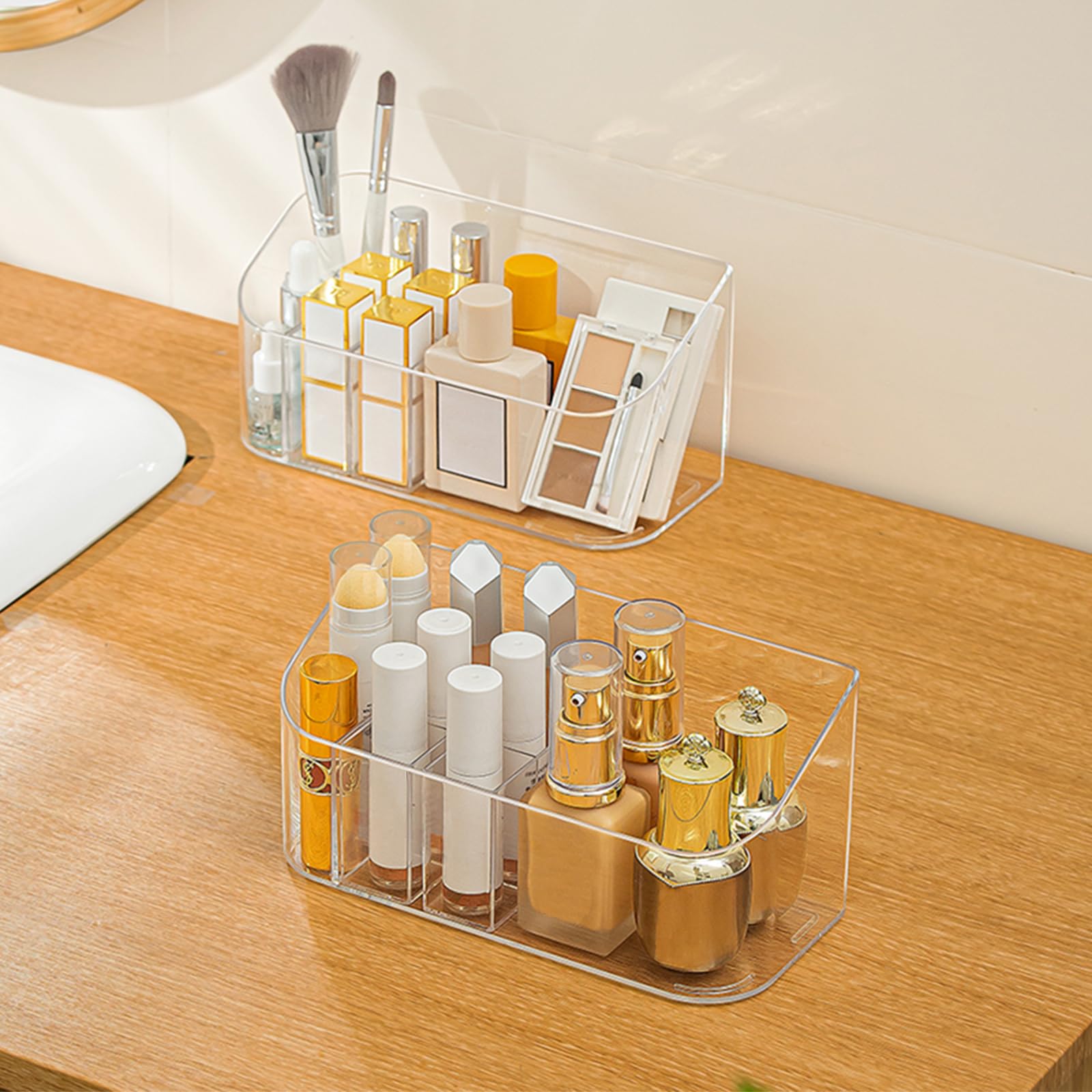 Sunficon 2 Pack Makeup Trays Organizers Holders Cosmetic Display Cases Tabletop Desktop Vanity Countertop Bathroom Wall Cabinet