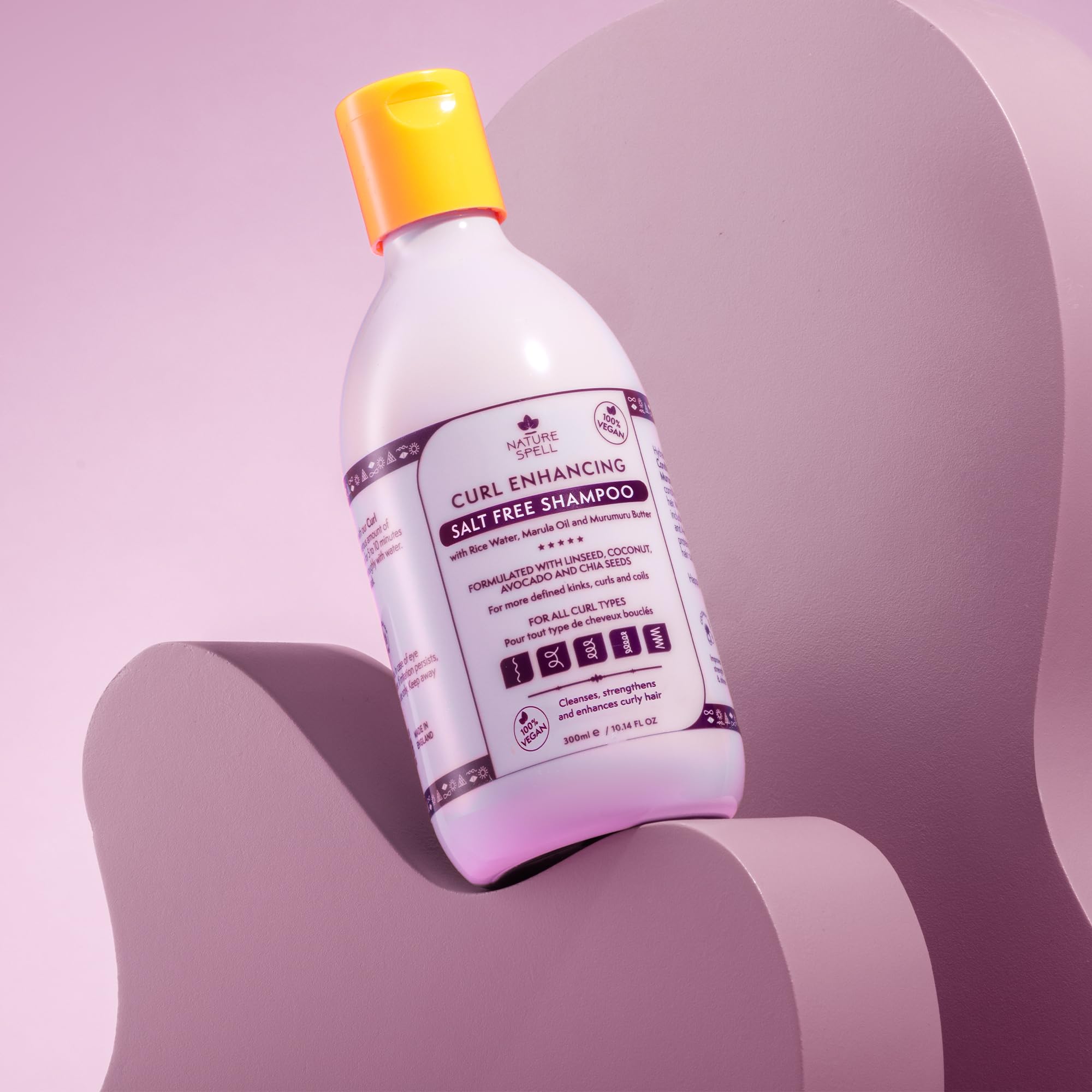 Nature Spell Curl Enhancing Shampoo for Curly Hair, 10.14 Fl Oz, Curl Shampoo Infused with Rice Water and Linseed