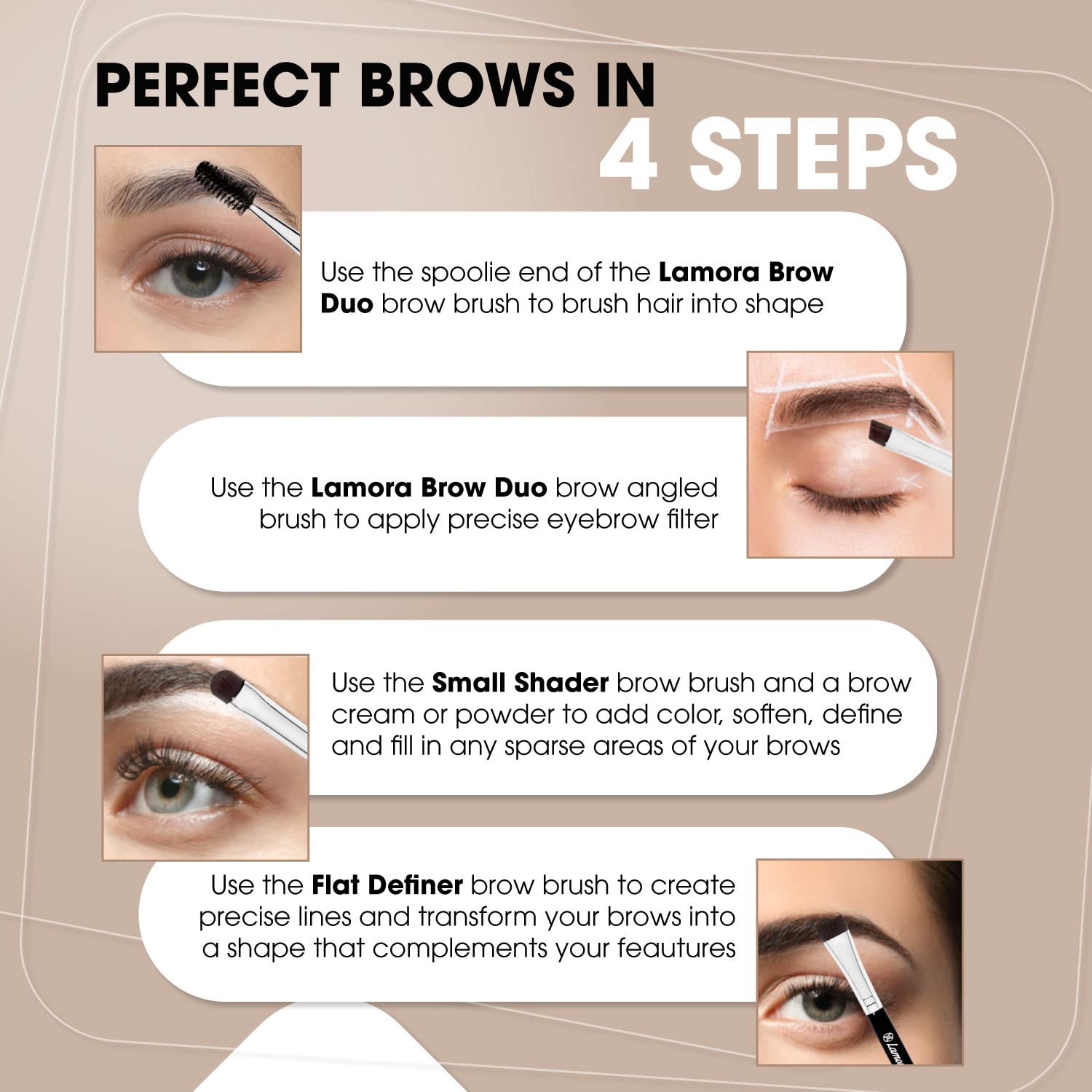 Eyebrow Brush - Duo Eye Brow Spoolie - Angled Eyeshadow Eyeliner - Precision Flat Definer - Small Shader - 3 Piece Makeup Brush