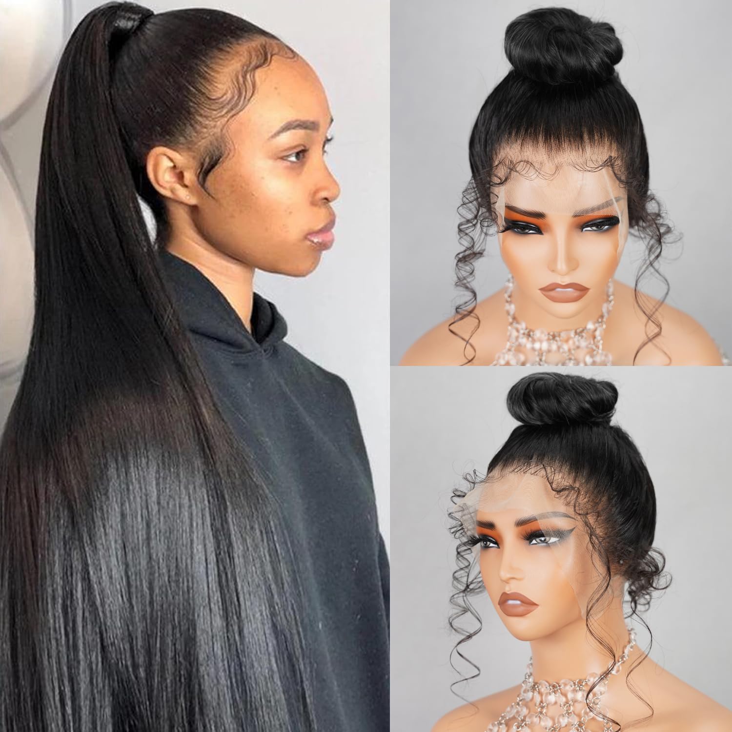 SUPERLOOK 360 Lace Front Wigs Human Hair pre plucked Straight Lace Front Wigs Human Hair 360 HD Full Lace Human Hair Wigs For Bl