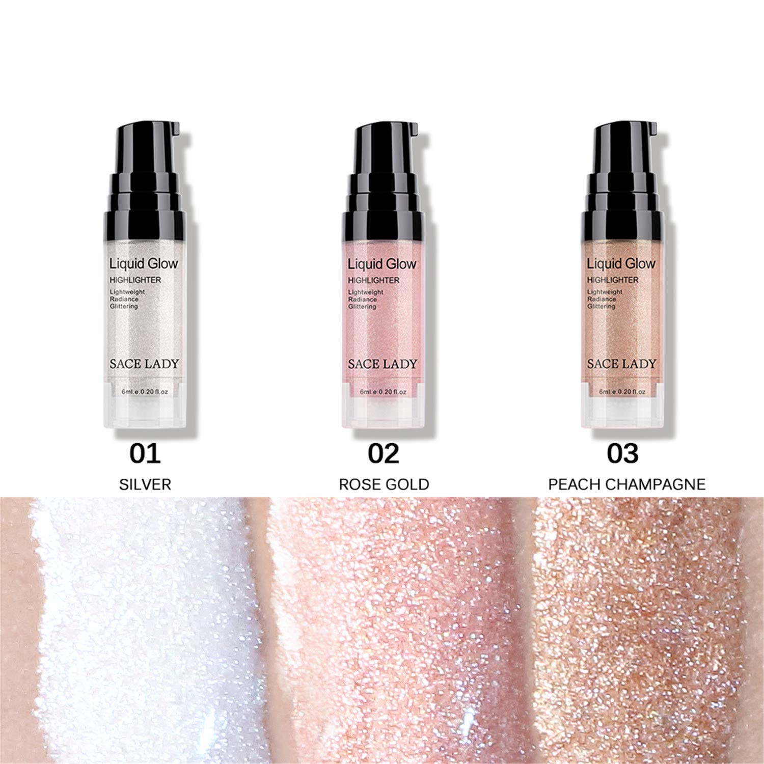 SACE LADY Liquid Highlighter Makeup Shimmer and Shine Ultra-Smooth Radiant Illuminator For Face Cheekbone Body Glow Bronzer Glit