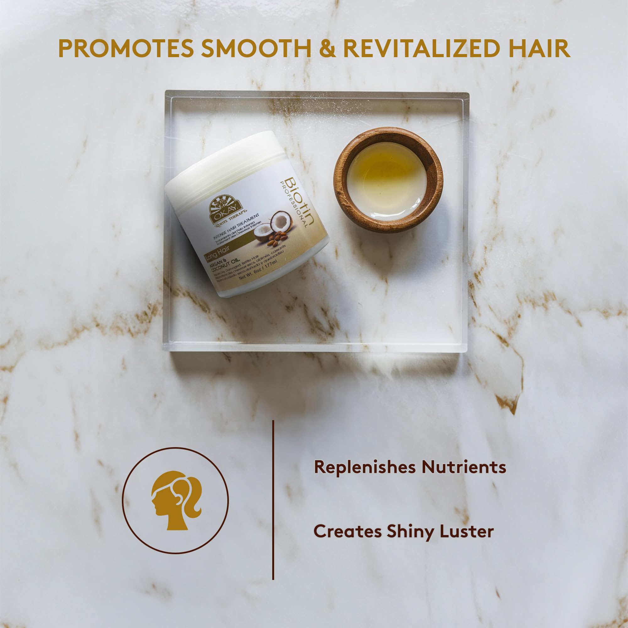 Okay Roots Therapy Biotin Argan Coconut Professional Intense hair Treatment, 6 Ounce
