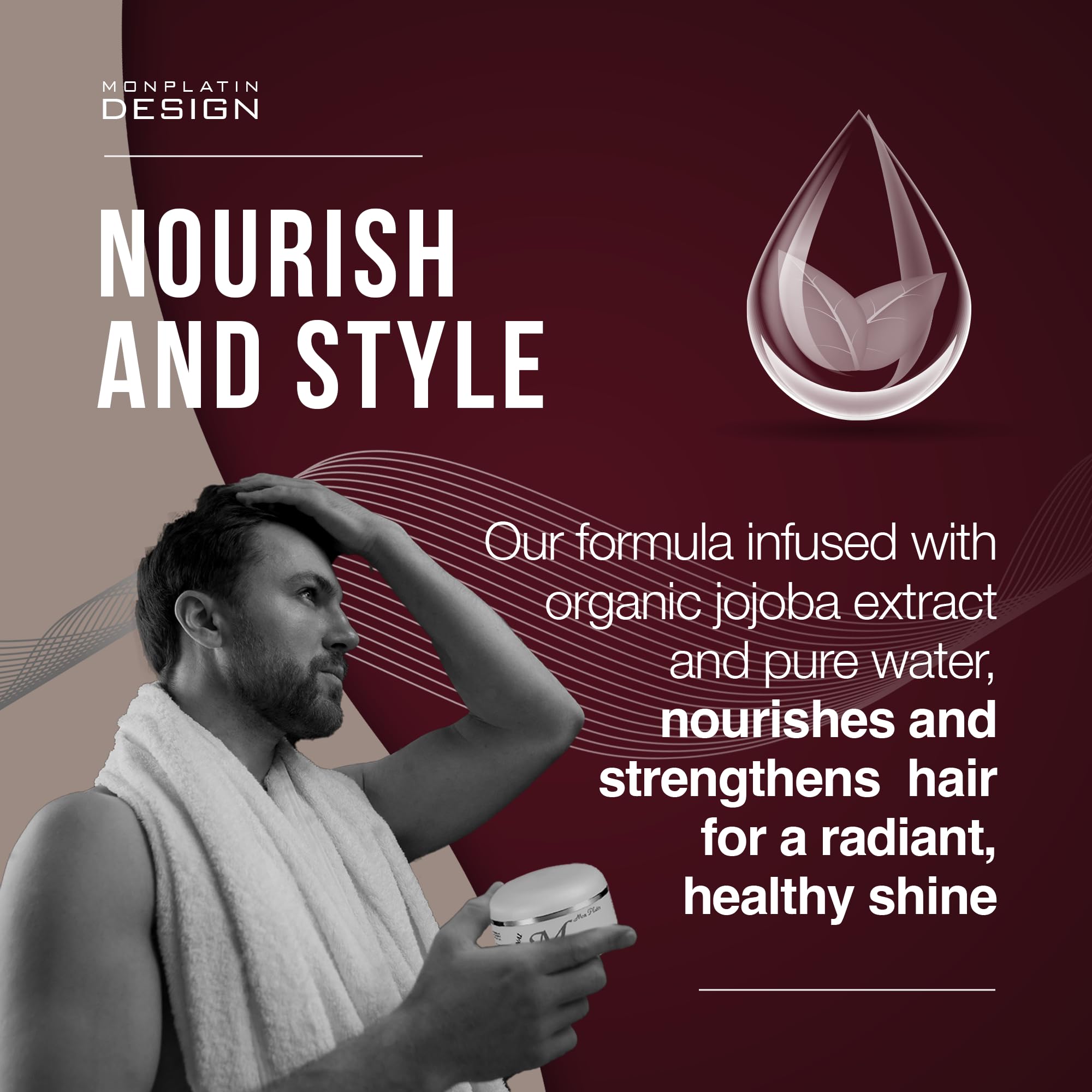 Mon Platin Professional Jojoba Hair Wax - 150 Ml Hair Wax For Men For Wet And Shiny Look Styling - Moisturizing Hair Grooming Wa