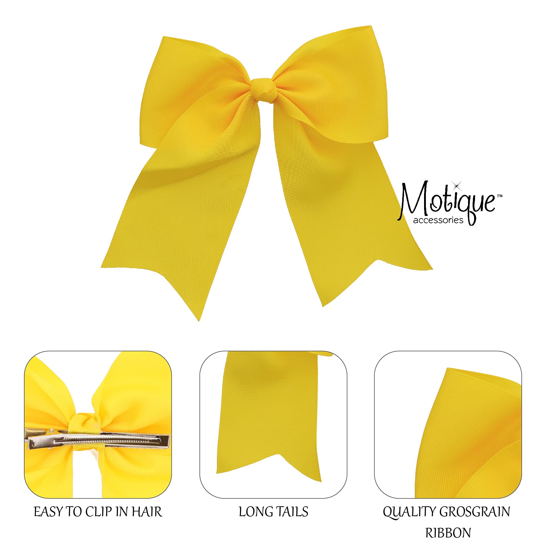 Yellow Jumbo Bow Clip With Tails