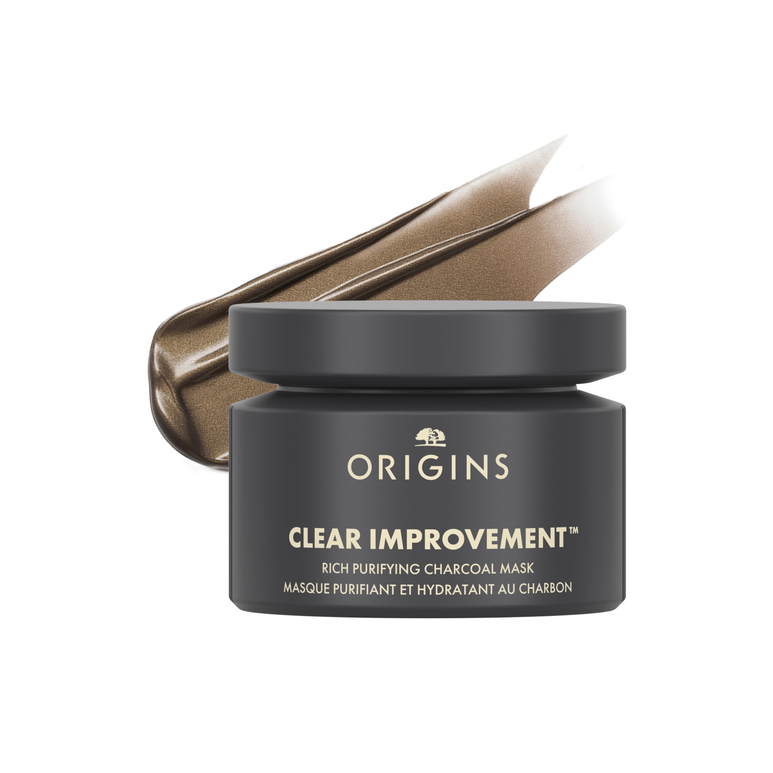Origins Clear Improvement Rich Purifying Charcoal Face Mask | Purifies Dry Skin | With Bamboo Charcoal, Shea Butter & Clay, 2.5 