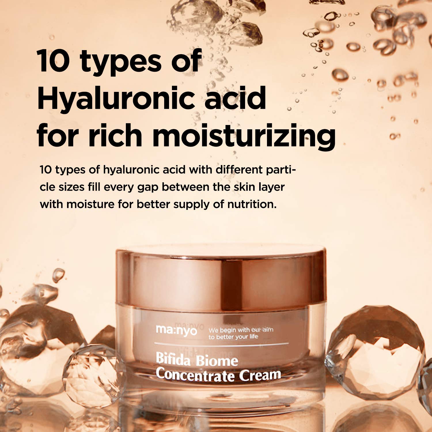 Ma:Nyo Bifida Biome Concentrate Cream Facial Moisturizing Cream With Hyaluronic Acid, Ceramide, For Women Skin Care, Natural Kor