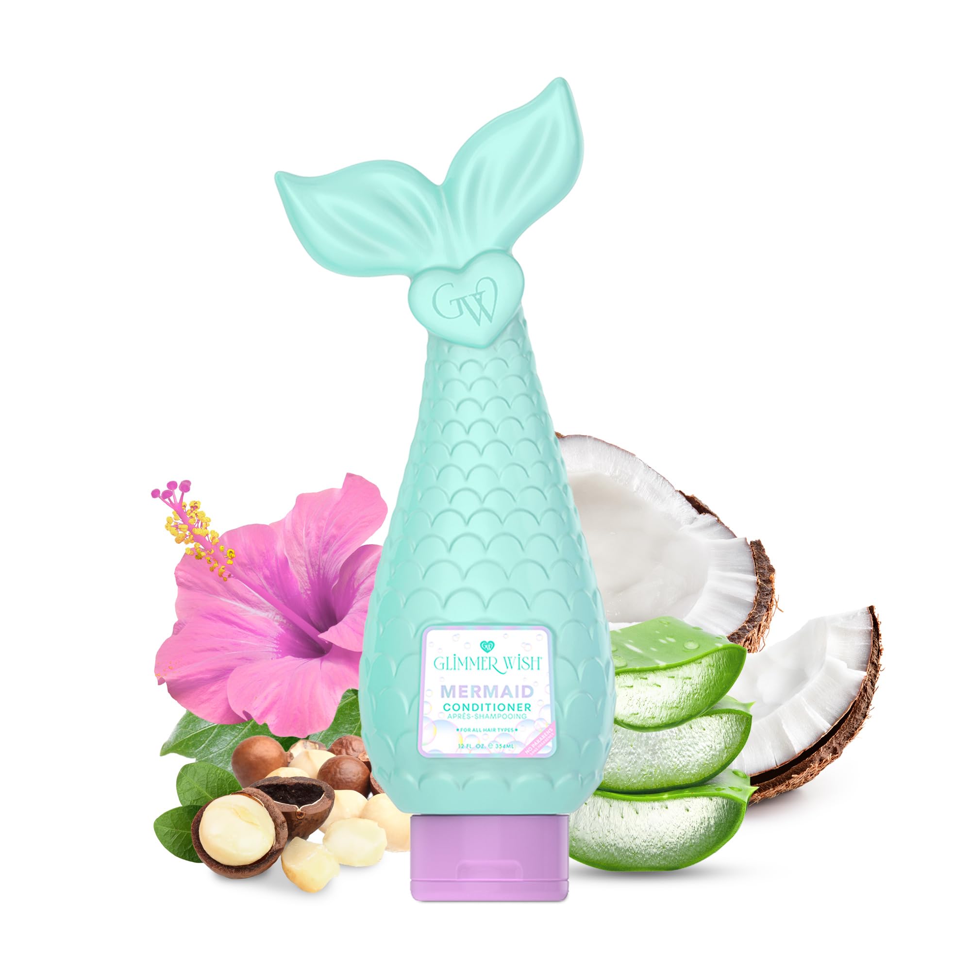 Glimmer Wish Mermaid Kids Conditioner, Paraben and Sulfate Free Conditioner for Strong and Smooth Hair, Kids Hair Care, Tropical
