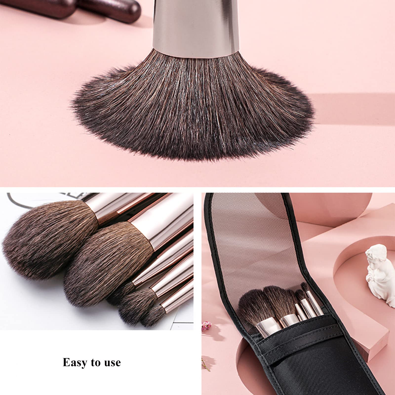 Kanviensl Travel Makeup Brushes Set W/Pouch, Portable 5Pcs Professional Mini Cosmetic Brushes Kit For Powder Blush Concealers Co