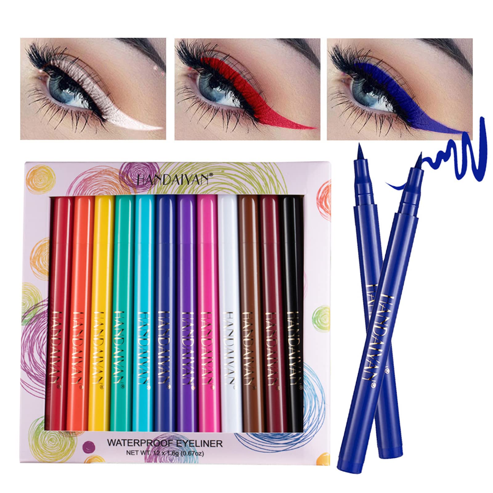 Roseflower 12 Colors Matte Liquid Eyeliner Set Colorful Neon Eyeliner Pencil Retractable Eye Liners And Shadow Pencil Pigmented
