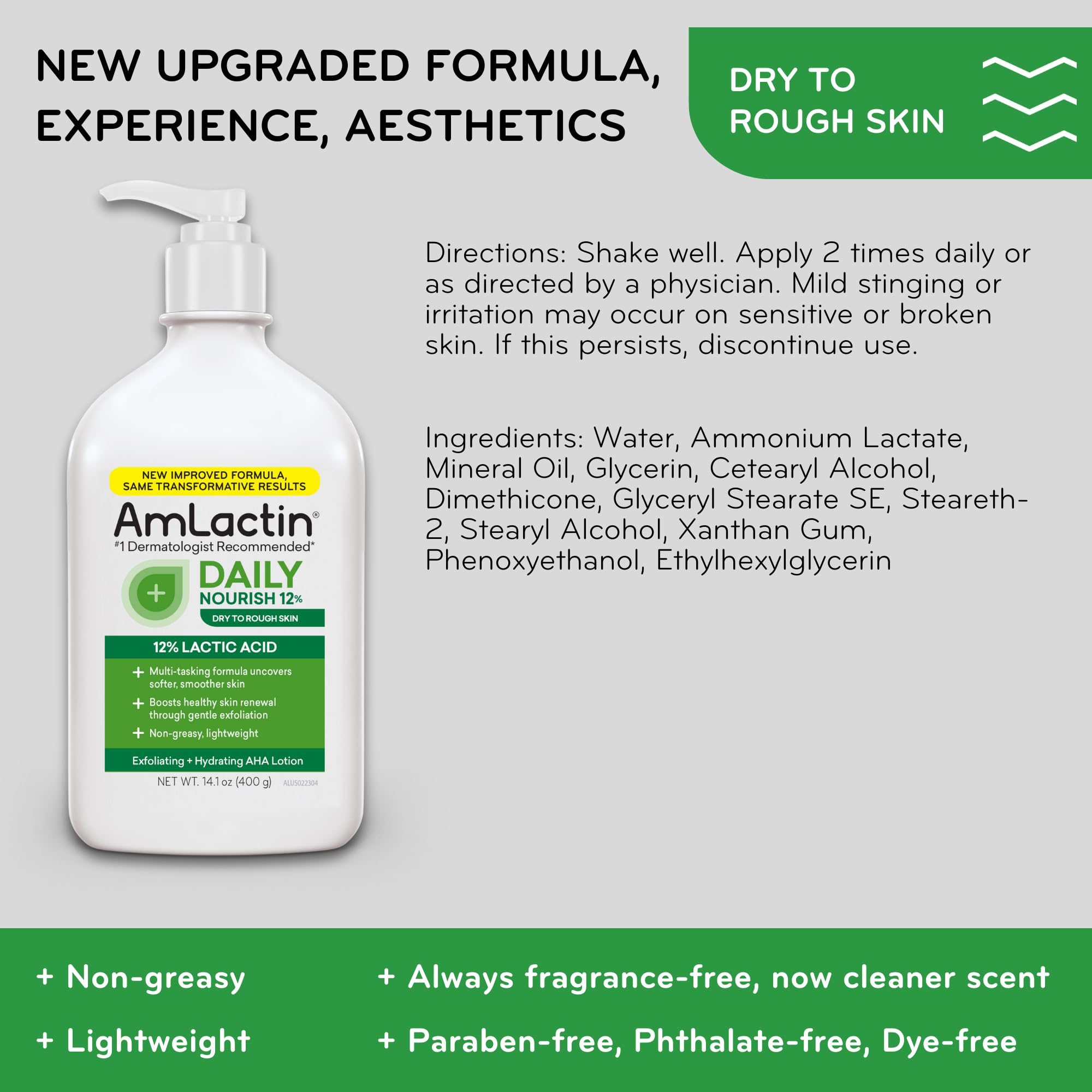 Amlactin Daily Moisturizing Body Lotion, Moisturizing Lotion For Dry Skin To Help Soften And Smooth - 14.1 Oz Pump Bottle (Packa