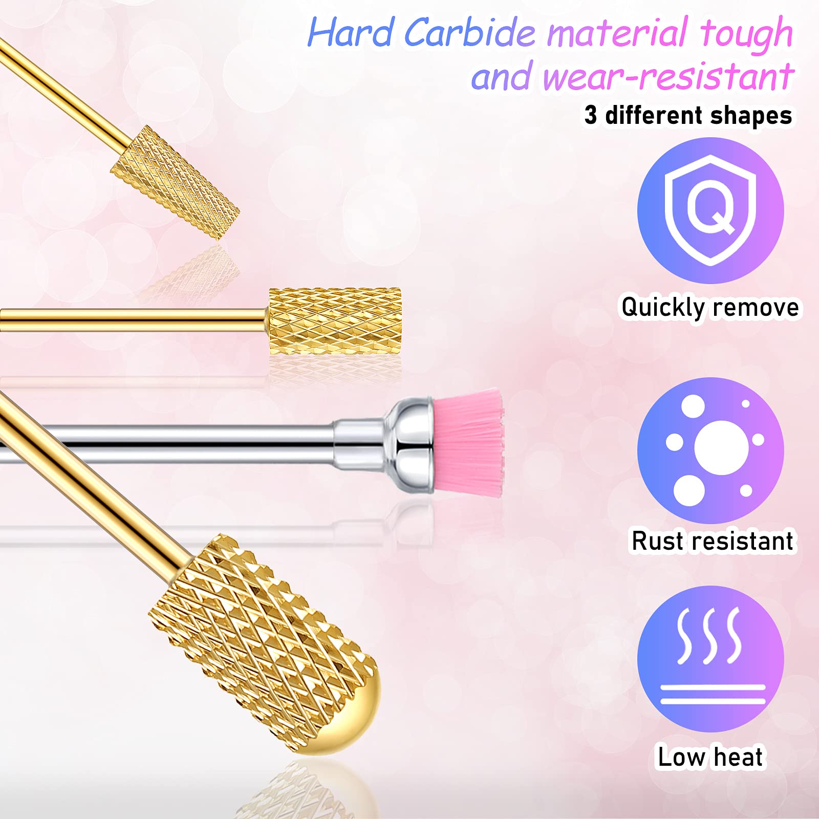 10 Pcs Nail Drill Bits Set, Tungsten Carbide Nail Bits For Nail Drill, Remove Acrylic Nail Gel Nail Polish, 3/32 Inch Bits Manic