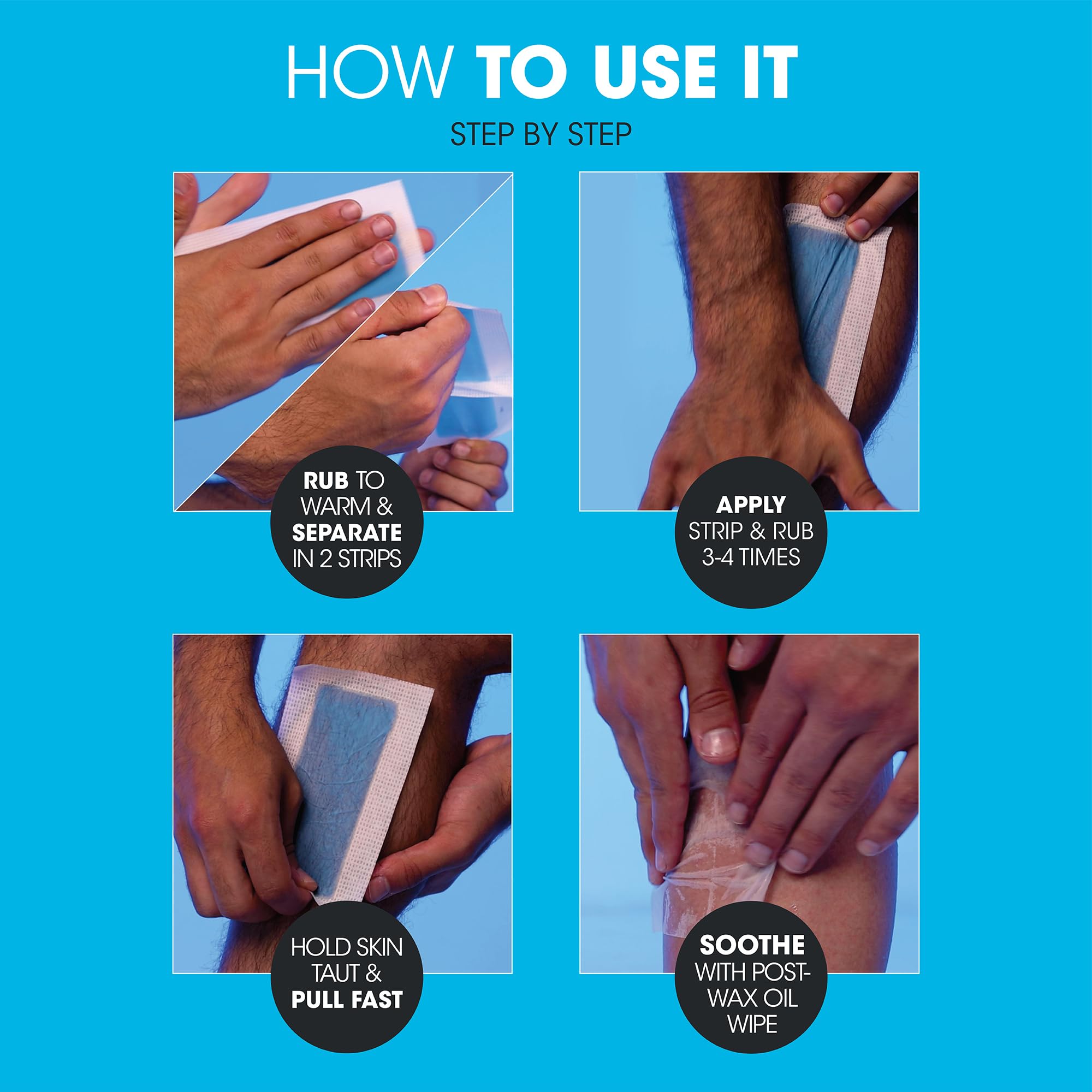 Nad's For Men Body Wax Strips - Wax Hair Removal For Men - At Home Waxing Kit With 20 Waxing Strips + 2 Calming Oil Wipes