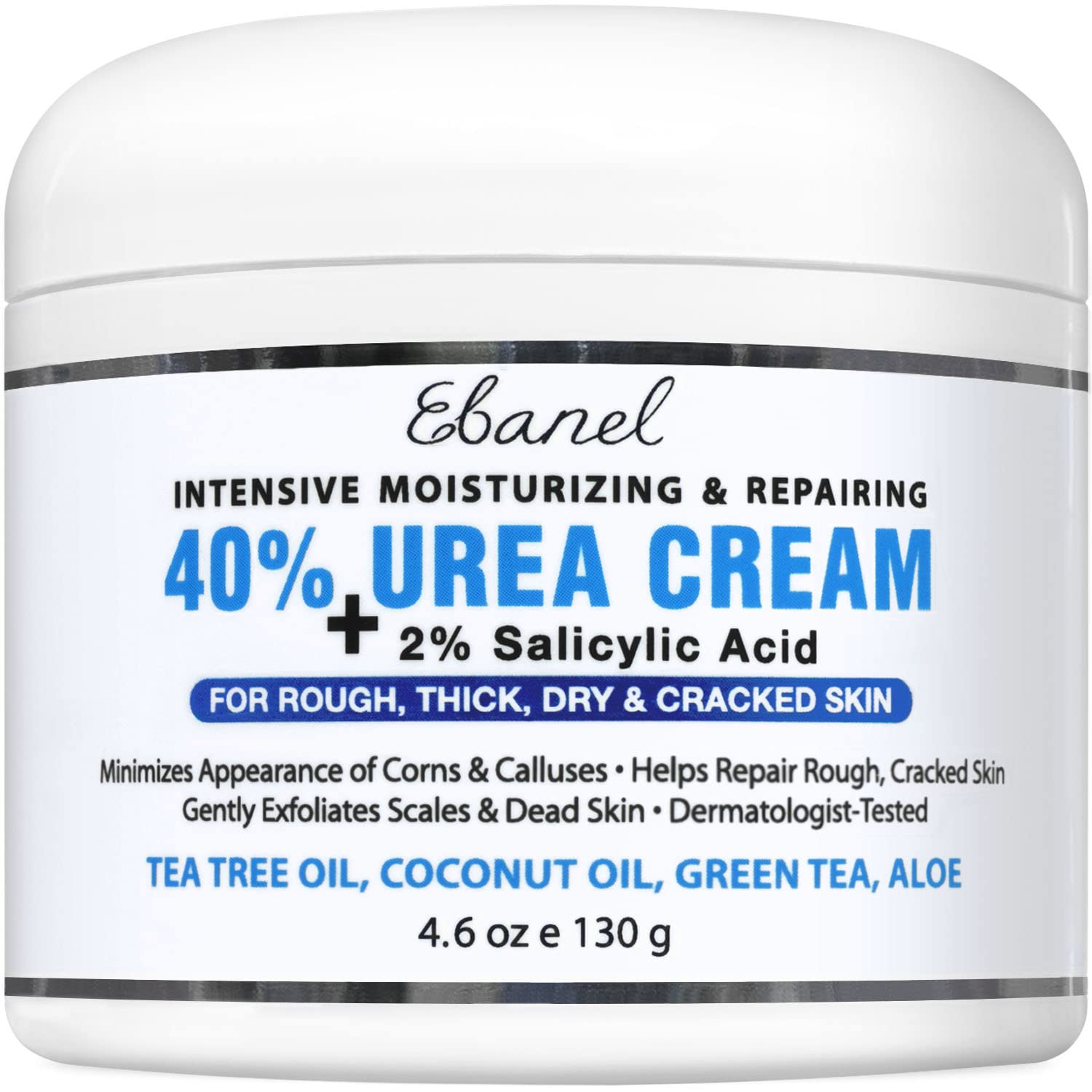 Ebanel Urea Cream 40% plus Salicylic Acid 2%, Foot Cream for Dry Cracked Heels Feet Knees Elbows Hands, Foot Dead Skin Cuticle C