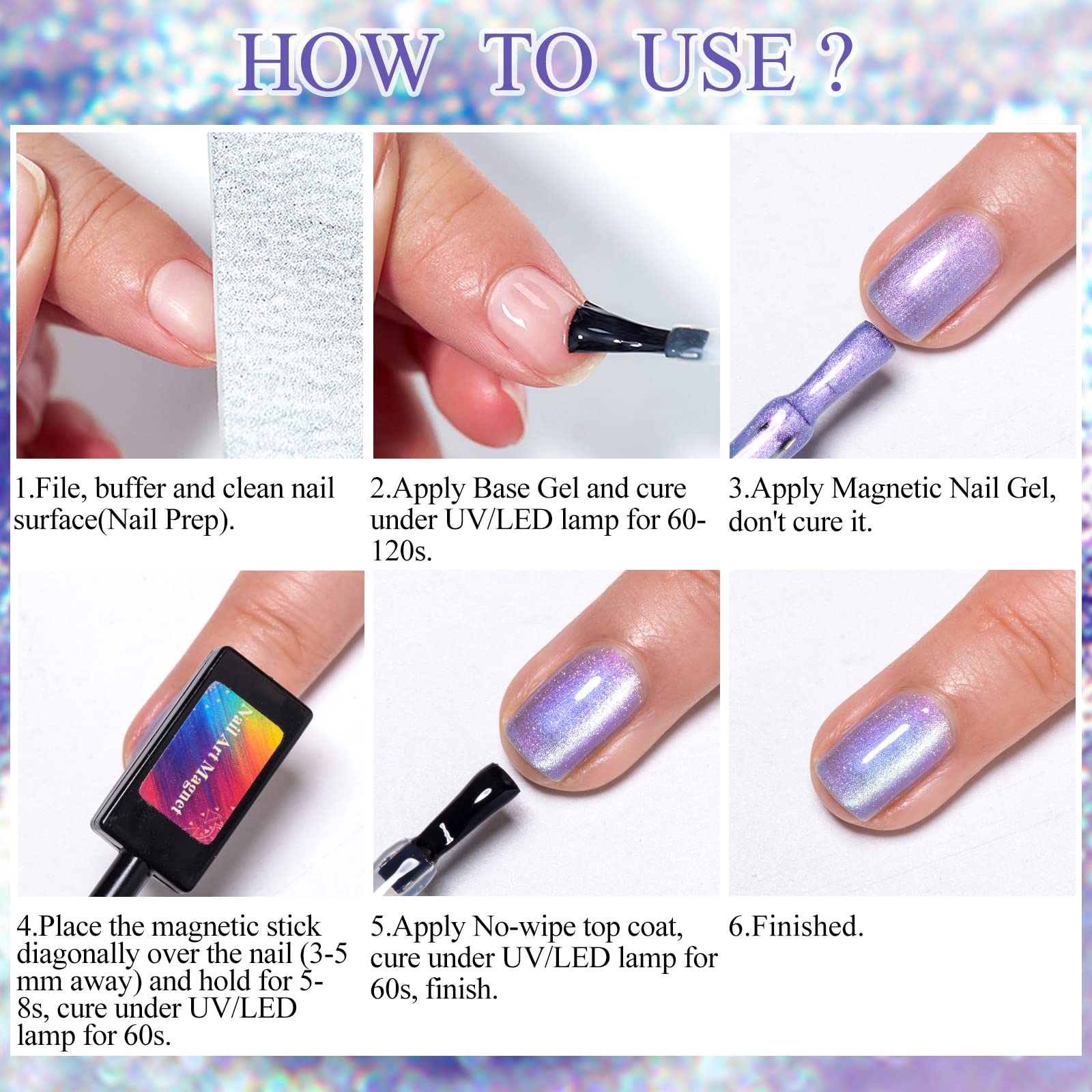 Meet Across Cat Eye Gel Polish Mermaid Glitter Nail Polish Set Soak Off Uv Led Light Magic Gel Nail Polish Kit Manicure Nail Art
