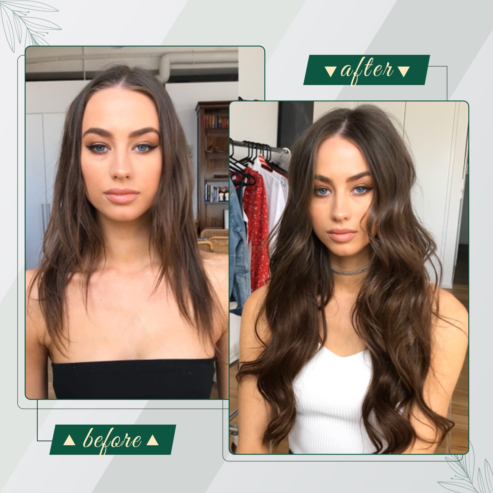 RUNATURE 20 Inch Sew in Hair Extensions Real Human Hair Brown Long Weft Hair Extensions Human Hair #4 Chocolate Brown Hair Weft