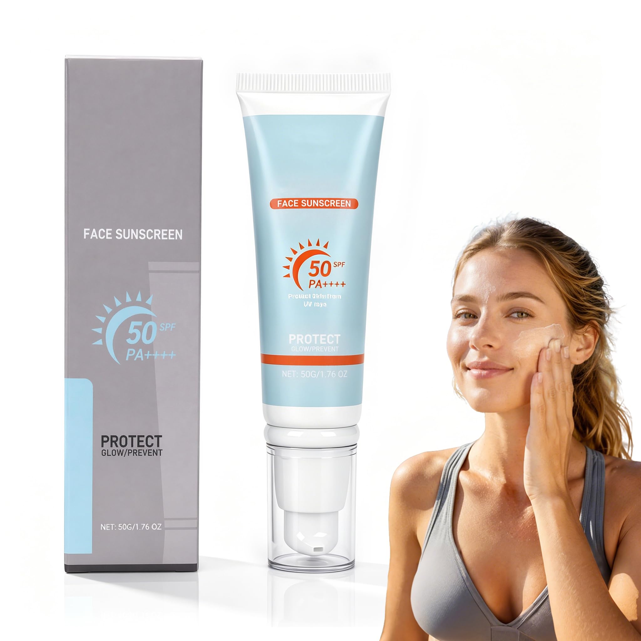 BMDYJK Clear Face Sunscreen SPF 50 for Women, Travel Size 50ml/1.7oz