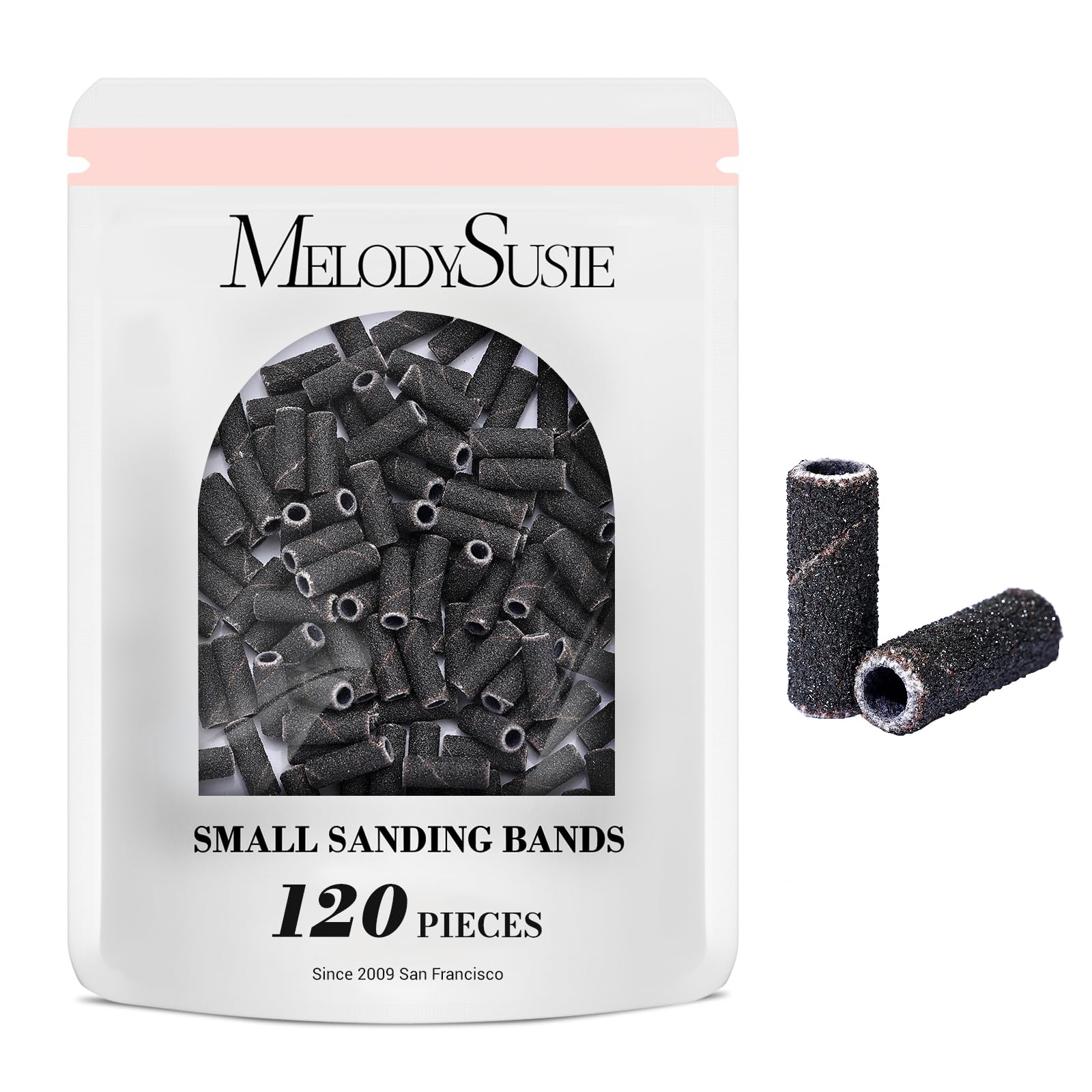 MelodySusie 120 Pcs Nail Drill Bits Small Sanding Bands for 3.1mm Mandrel Bit, 120 Medium Grit Nail File for Acrylic Nails Gel M