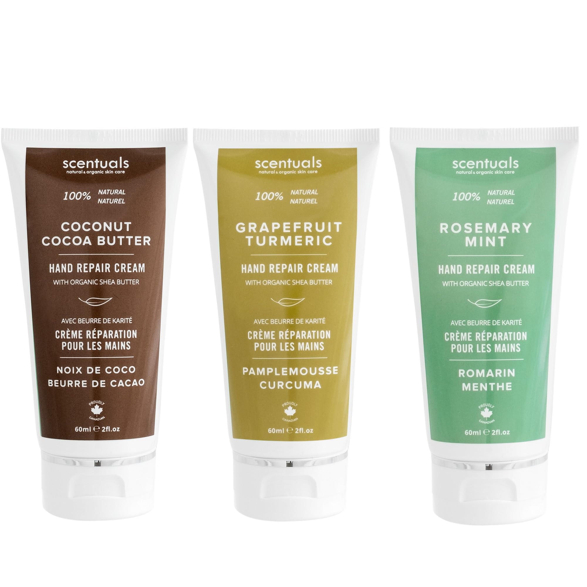 Hand Cream Set of 3, with Shea Butter, Cocoa Butter, Argan & Almond oil, Moisturizing Dry Hands, (Grapefruit Turmeric + Rosemary