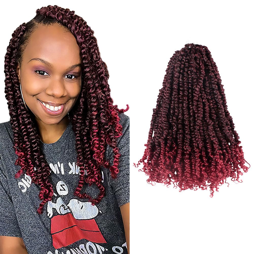 The BOHOBABE Pre-twisted Passion Twist Crochet Hair 14 Inch Short Pre-looped Crochet Passion Twist Braiding Hair 8 Packs (T118)