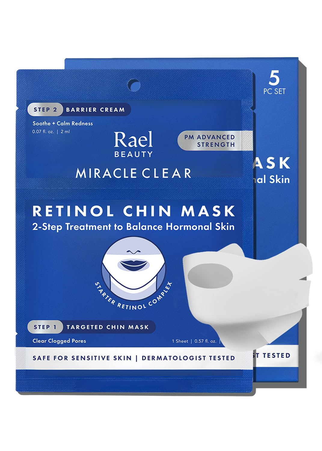 Rael Retinol Chin Mask With Miracle Clear Barrier Cream - Face Masks And Moisturizer, 2 Step Treatment, Niacinamide, Ceramide Np