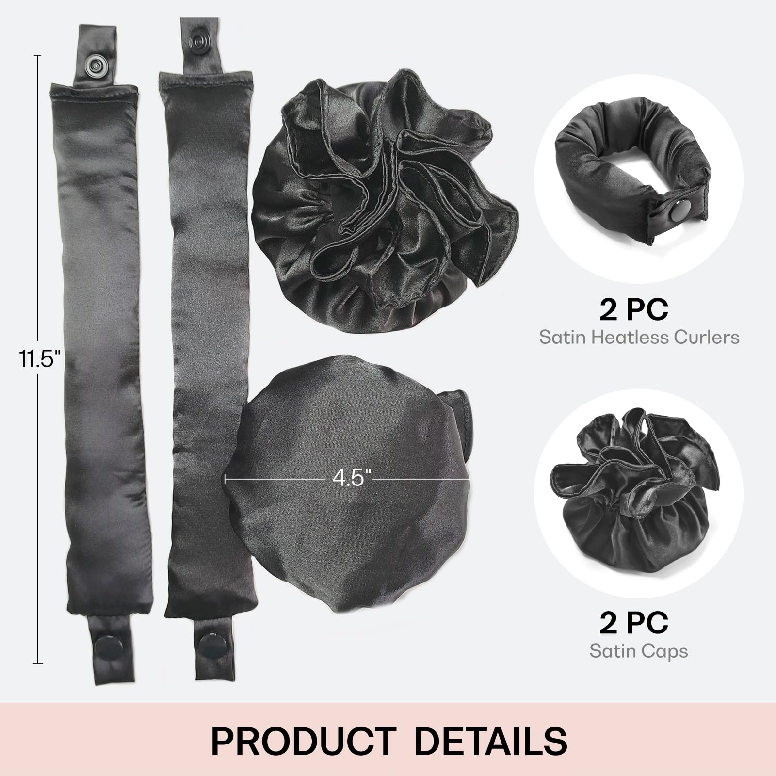 BLINKEEN Satin Heatless Hair Curler, Pillow Soft Rollers with Hair Caps, Soft Heatless Curling Rod Headband for All Hair Types,