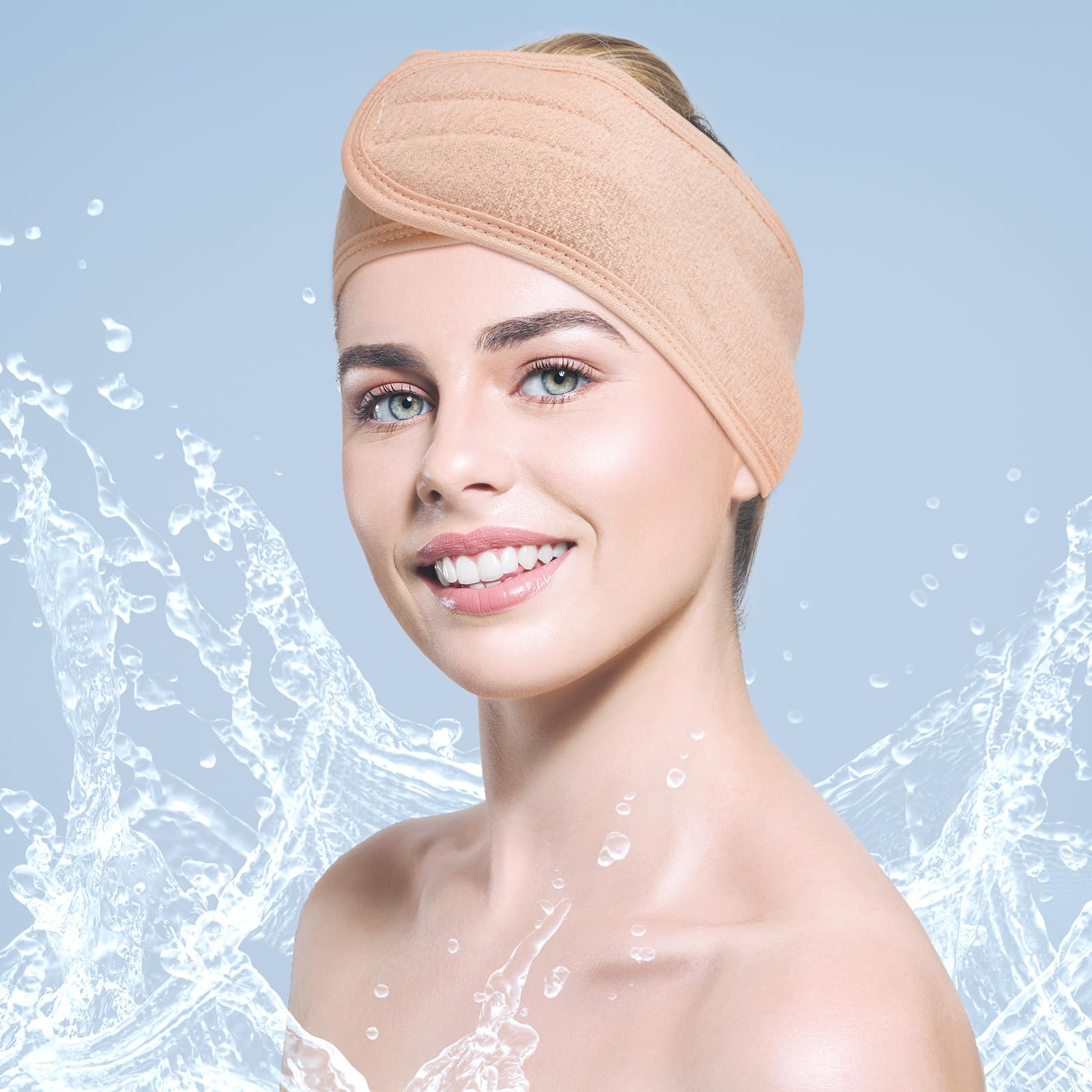 Hoteam Hairband, 30 Pack Spa Headband For Washing Face Makeup Headband For Shower Bath Sport Adjustable Towel With Hook And Loop