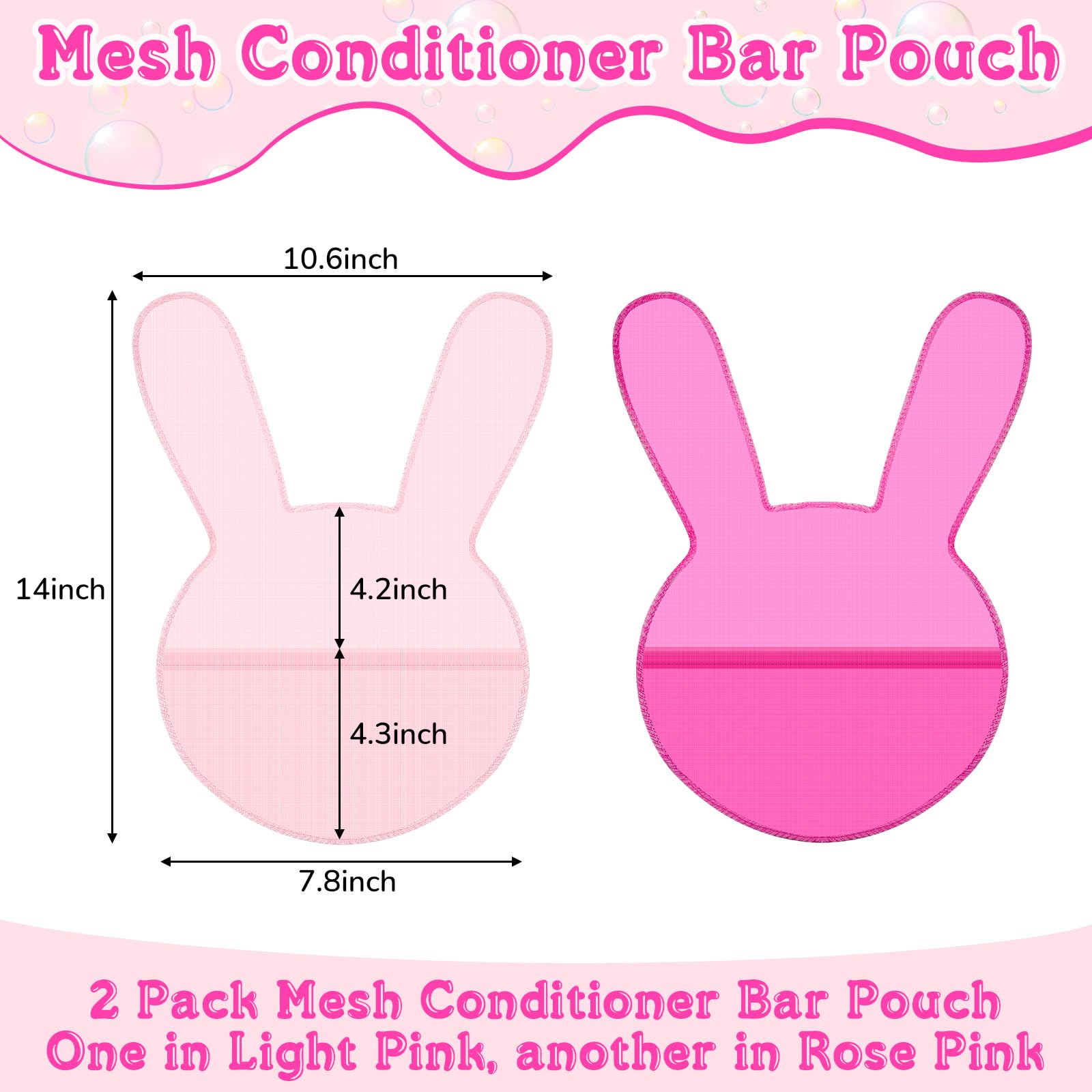 Nuanchu 2 Pcs Shampoo Bar Holder Bag Soap Saver Bag Beauty Shampoo Conditioner Bar Pouch Rabbit Shape Travel Soap Holder Loofah